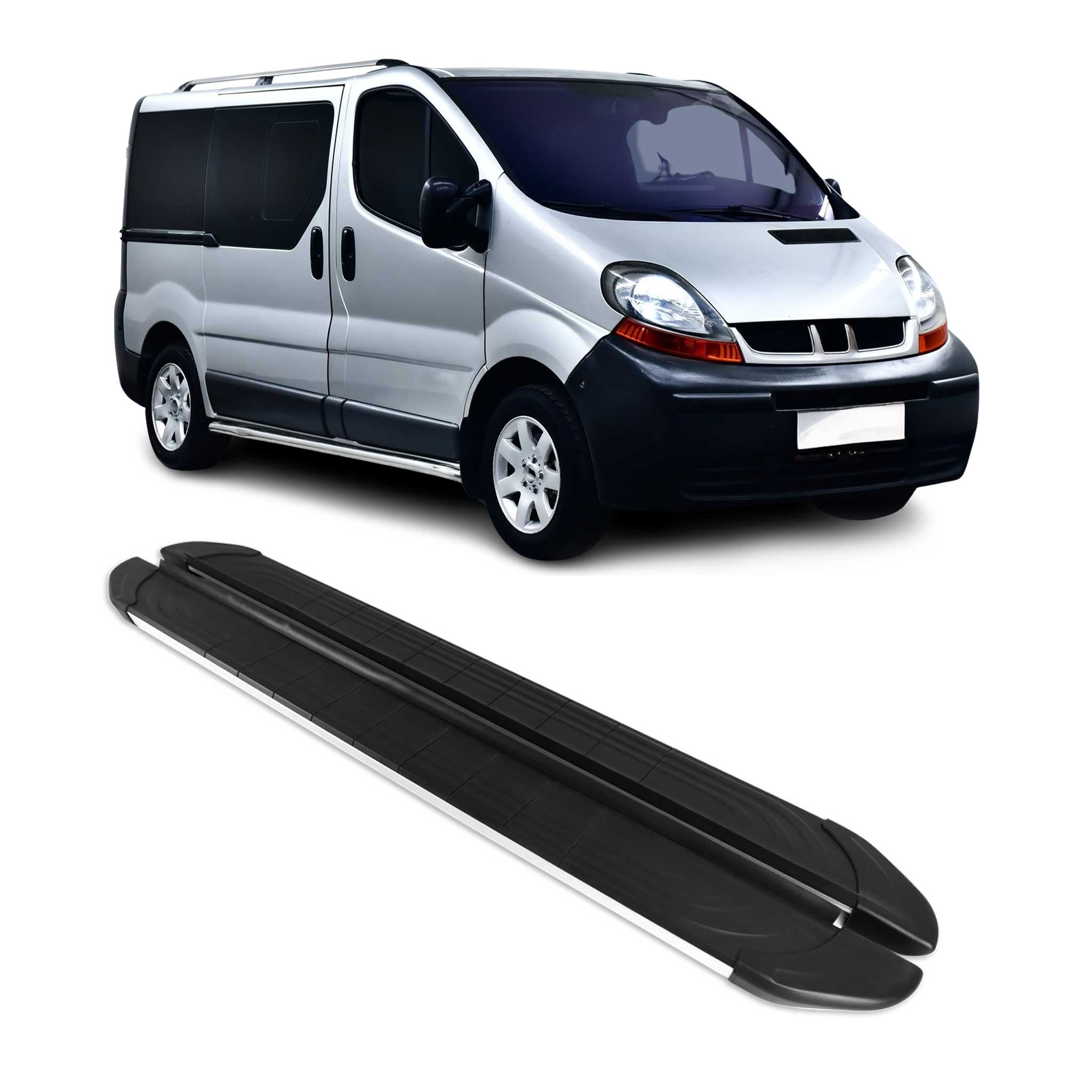 Trittbretter Seitenschweller für Renault Trafic 2001-2014 L1 Alu Schwarz Grau