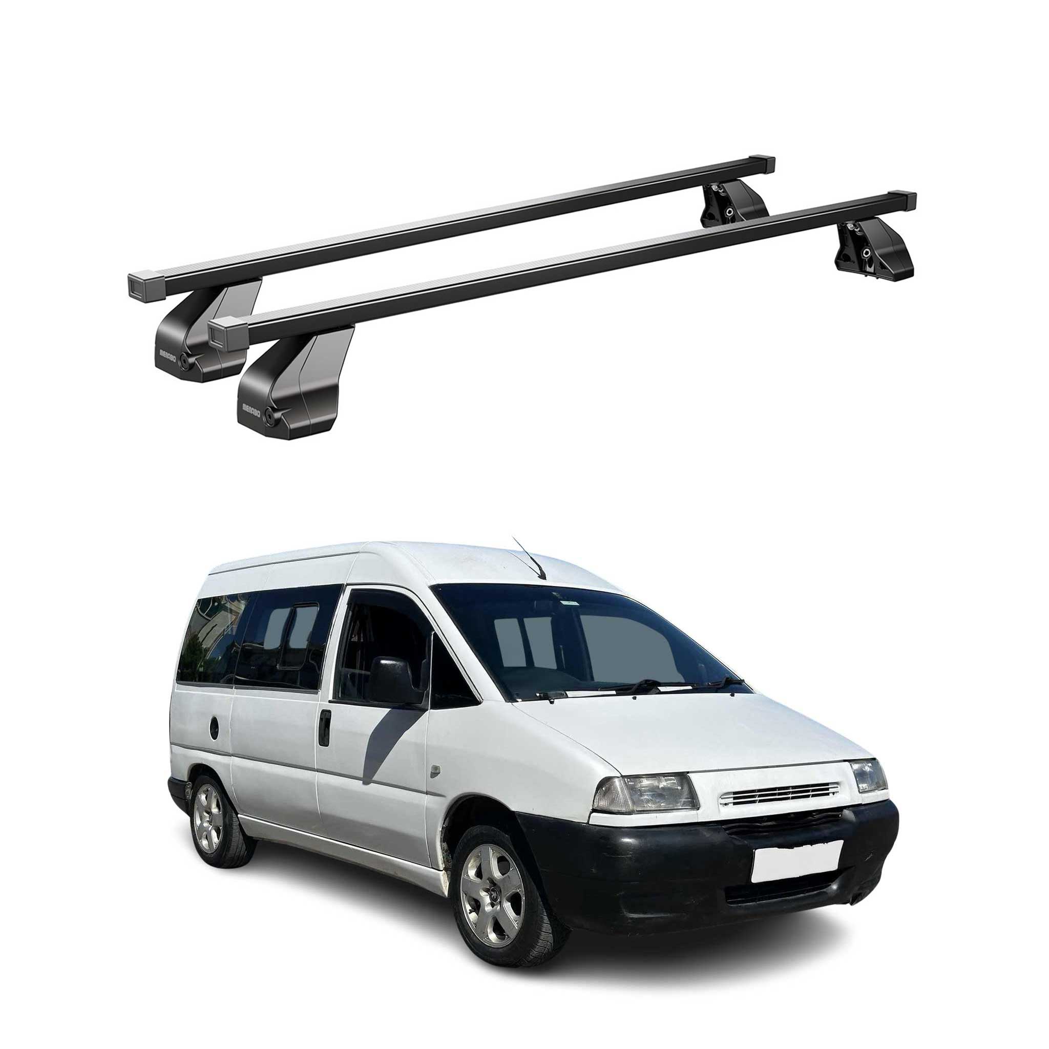 Menabo Dachträger Grundtäger für Peugeot Expert 1995-2007 75kg Stahl Schwarz 2x