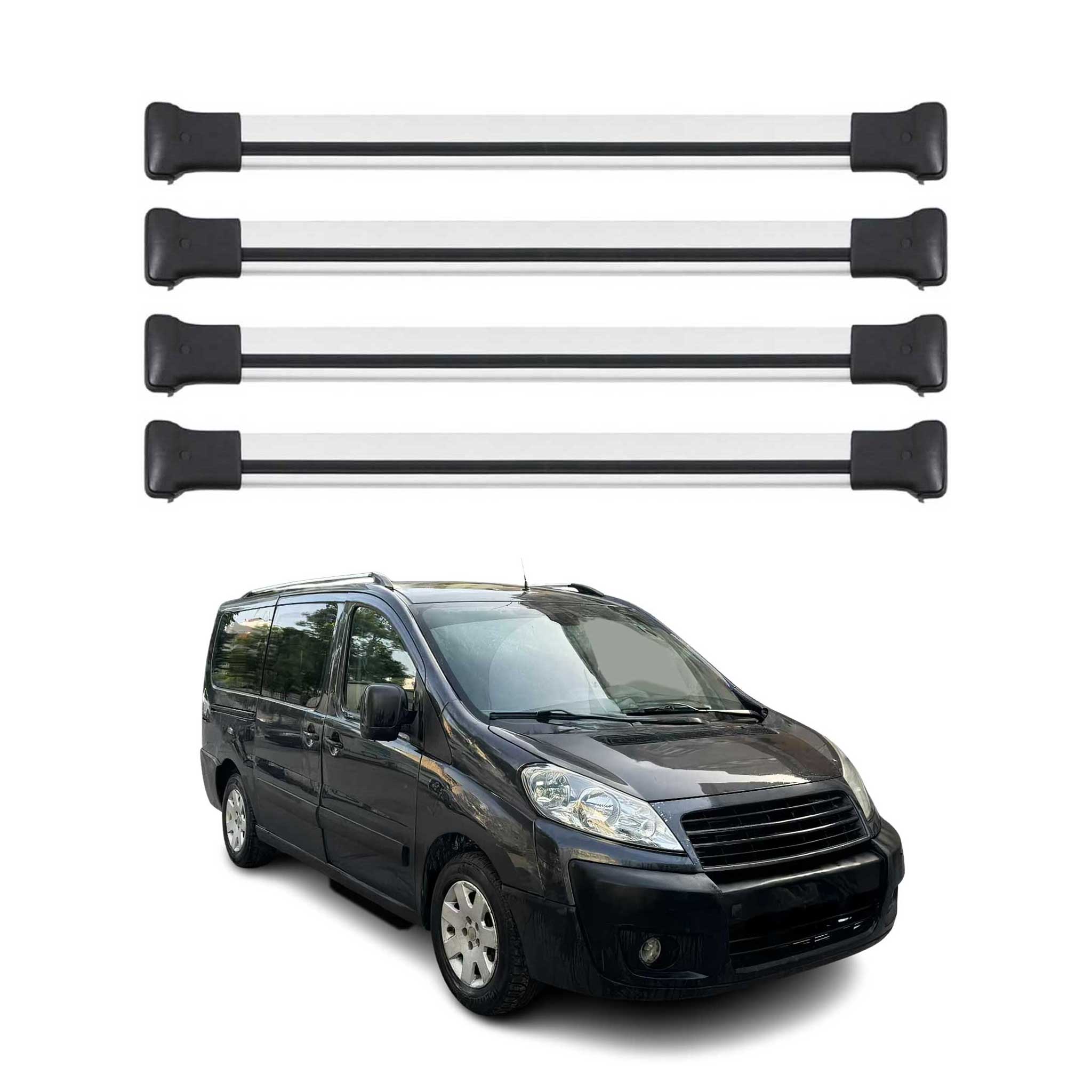 Dachträger Grundtäger für Fiat Scudo 2007-2016 75kg Aluminium Silber 4 tlg