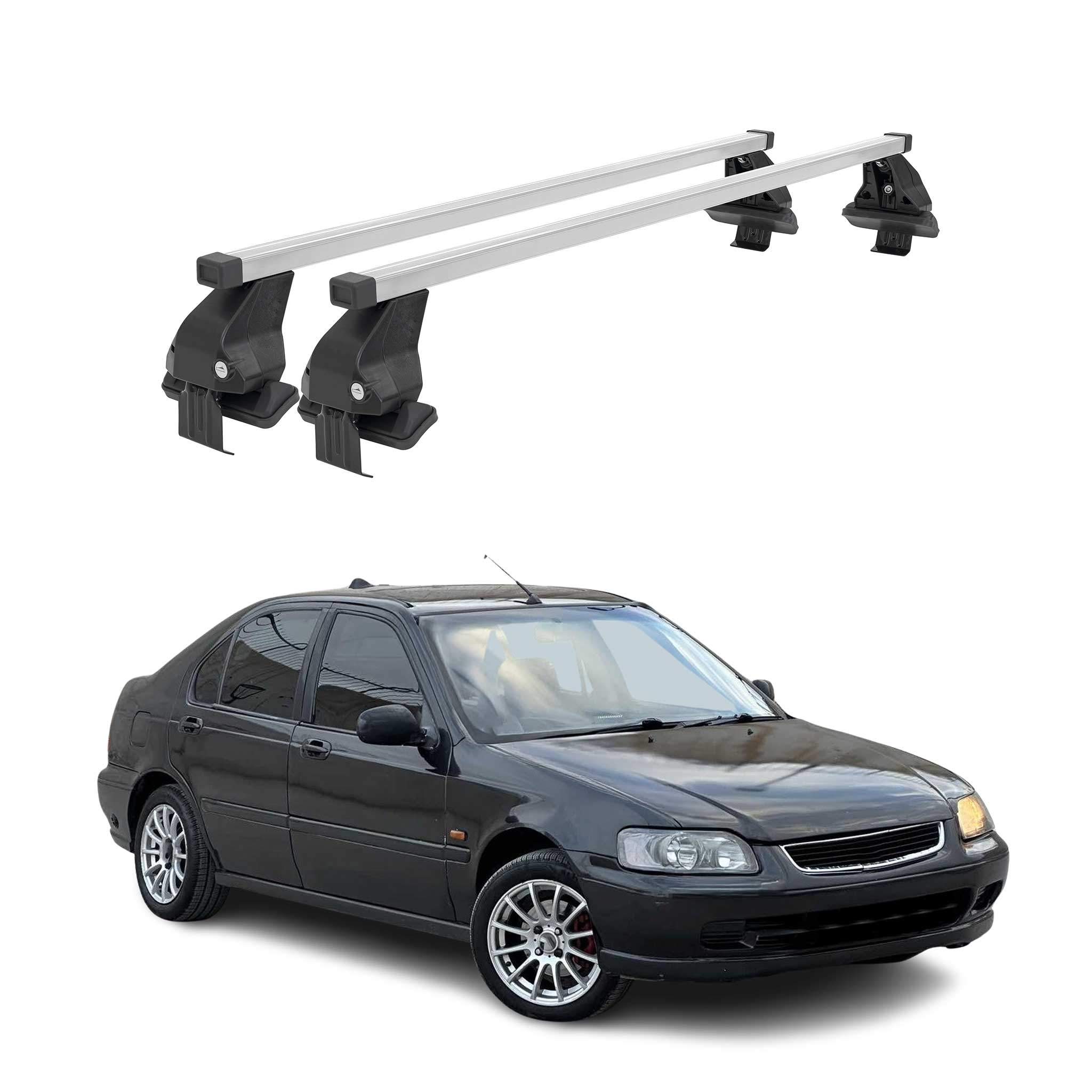 Menabo Dachträger für Honda Civic mk6 Schrägheck 1995-2000 50kg Stahl Silber 2x