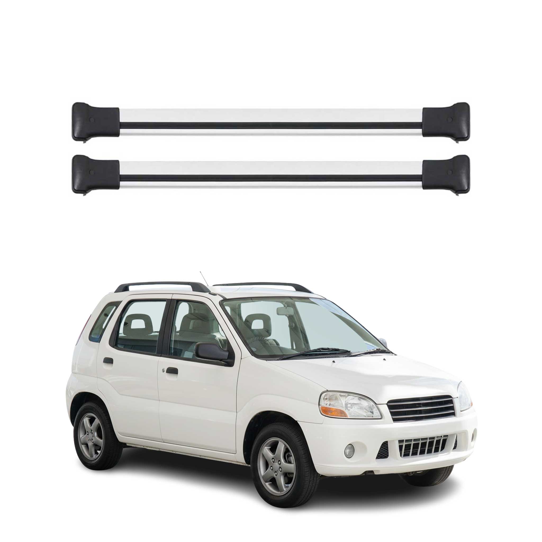 Dachträger Grundtäger für Suzuki Ignis mk1 2000-2008 5-Tür 75kg Alu Silber 2tlg