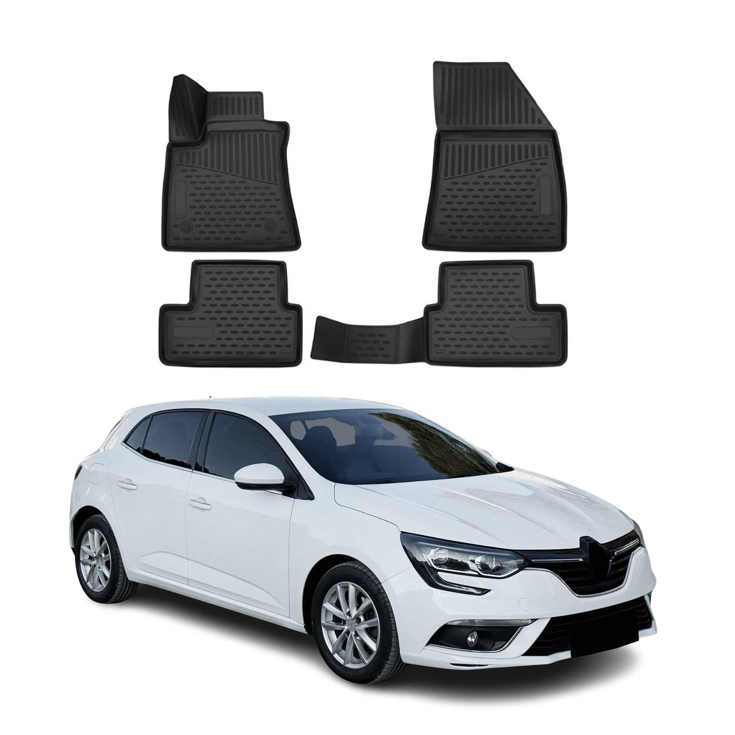 OMAC Gummimatten Fußmatte für Renault Megane IV 2016-2022 Schrägheck TPE 4x