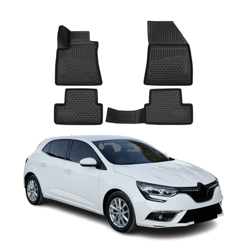 OMAC Gummimatten Fußmatte für Renault Megane 2015-2020 Schrägheck TPE Schwarz 4x