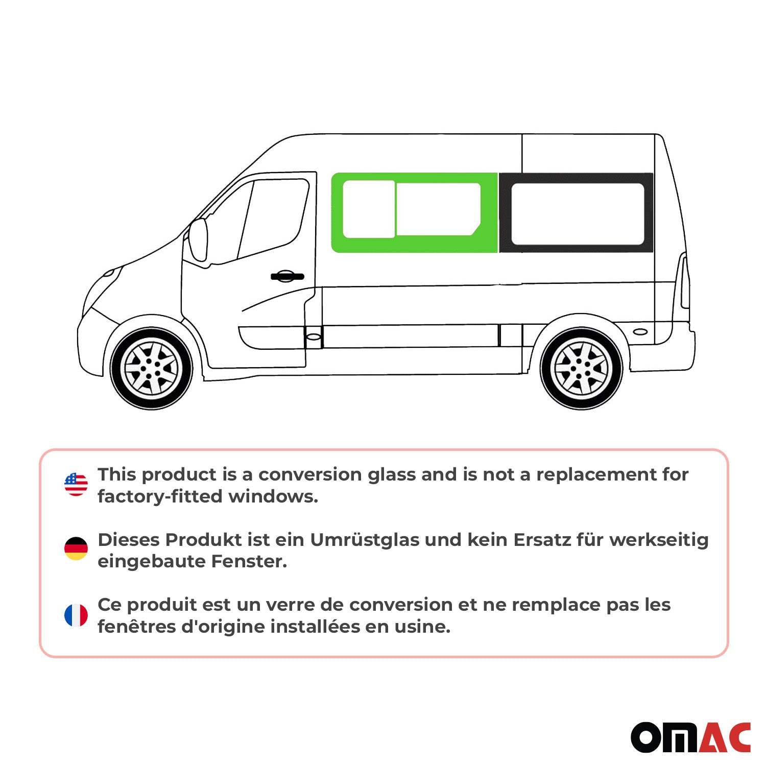 Seitenfenster Schiebefenster für Opel Movano 2010–2021 Schwarz Auto Links L1