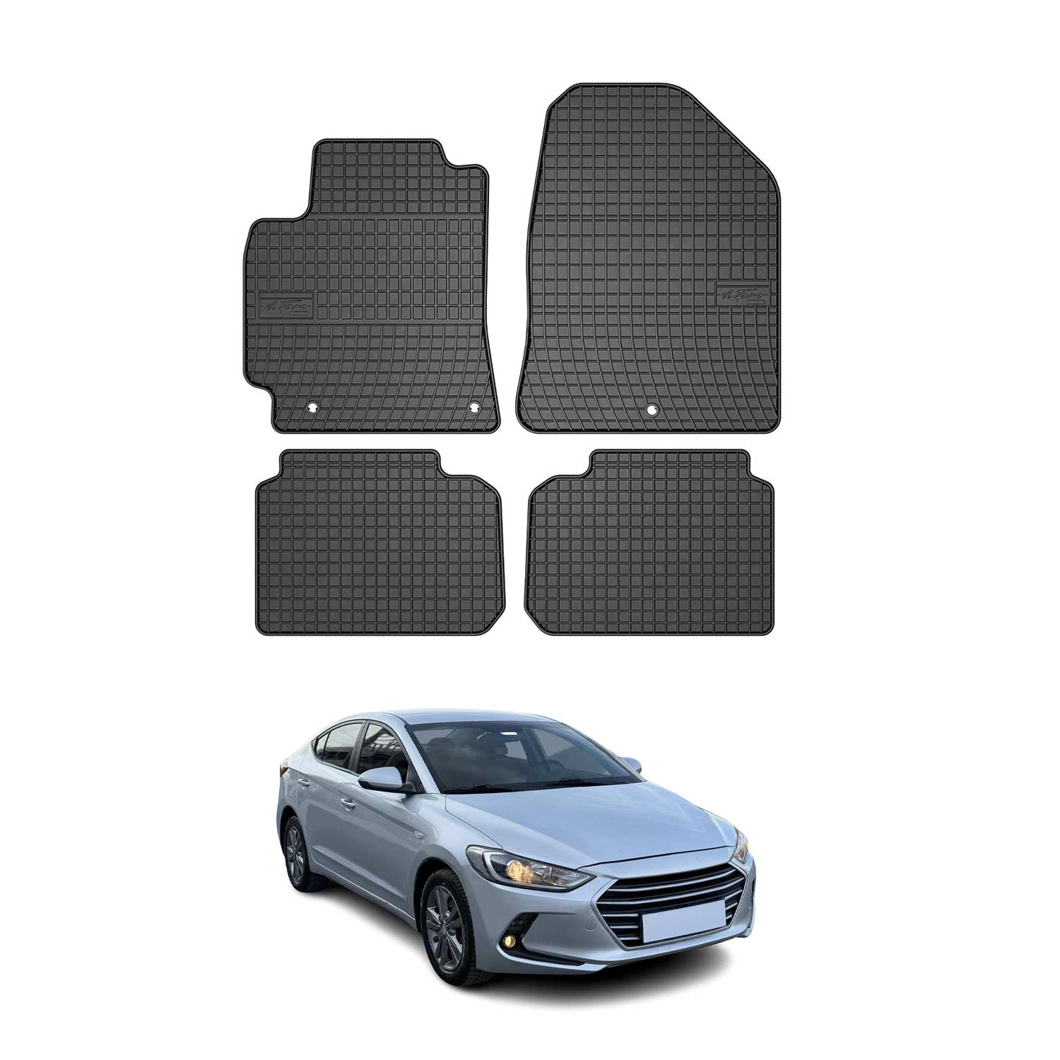 OMAC Gummi Fußmatten für Hyundai Elantra 2015-2020 Automatten Gummi Schwarz 4tlg