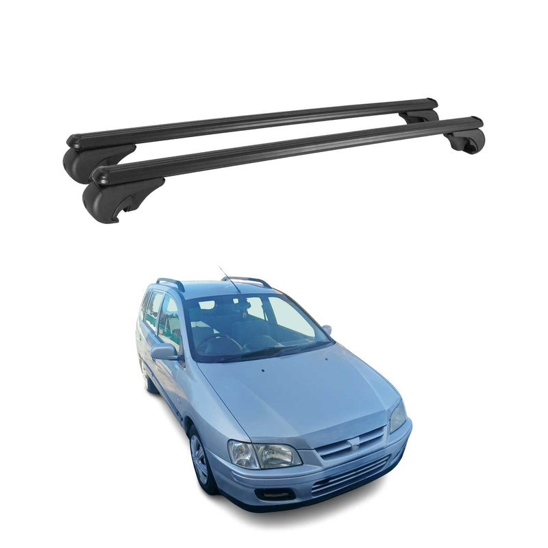 Dachträger für Mitsubishi Space Star 1998-2002 Gepäckträger Aluminium Schwarz 2x