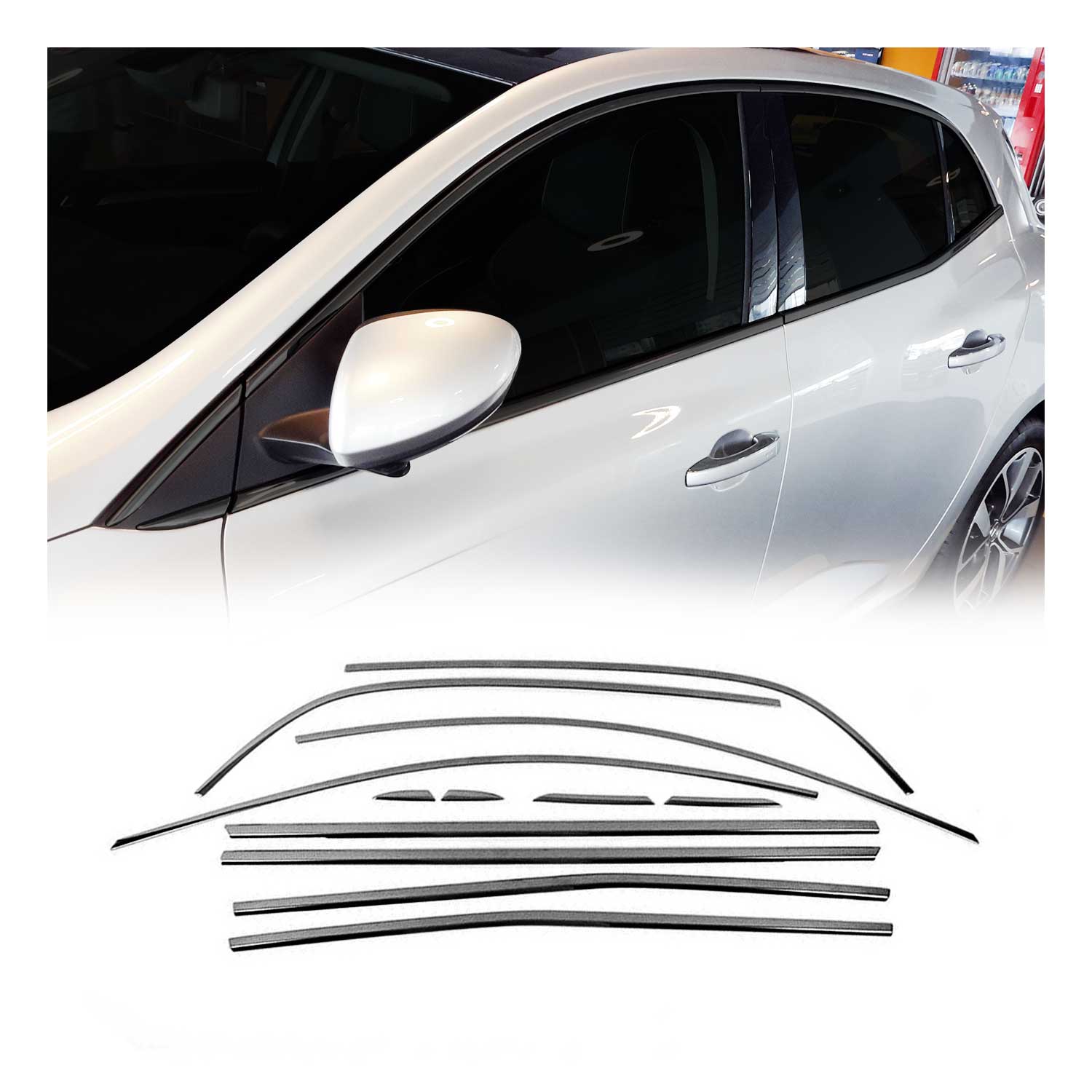 Fensterleisten Zierleisten für Renault Megane 2015-2020 Edelstahl Dunkel 12tlg