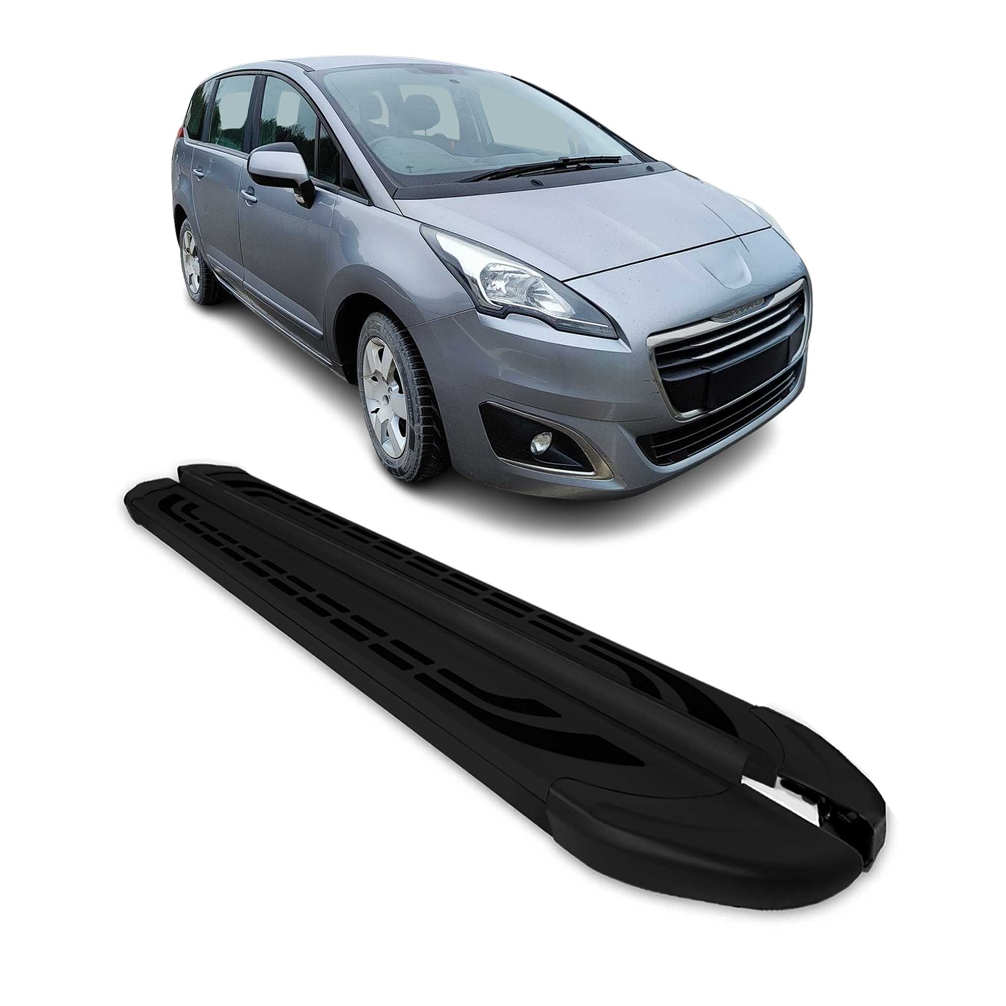 Trittbretter Seitenschweller Seitenbretter für Peugeot 5008 2010-16 Alu Schwarz