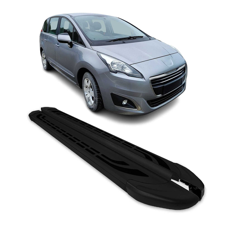 Trittbretter Seitenschweller Seitenbretter für Peugeot 5008 2010-16 Alu Schwarz