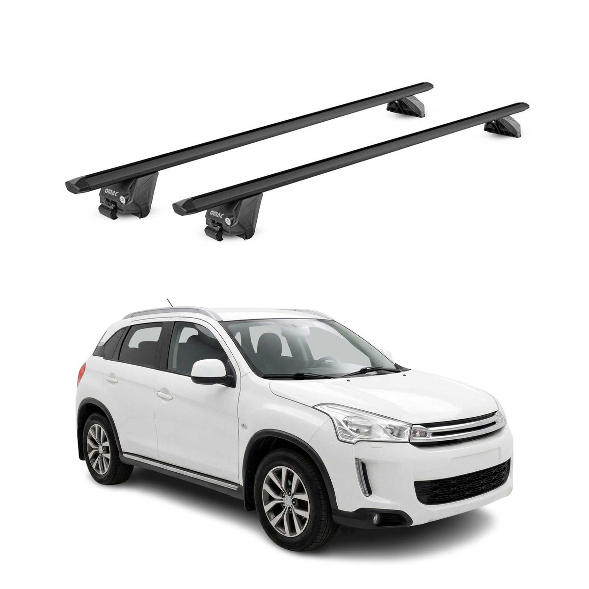 Dachträger für Citroen C4 Aircross 2012-2017 100kg Aluminium Schwarz 2 tlg ABE