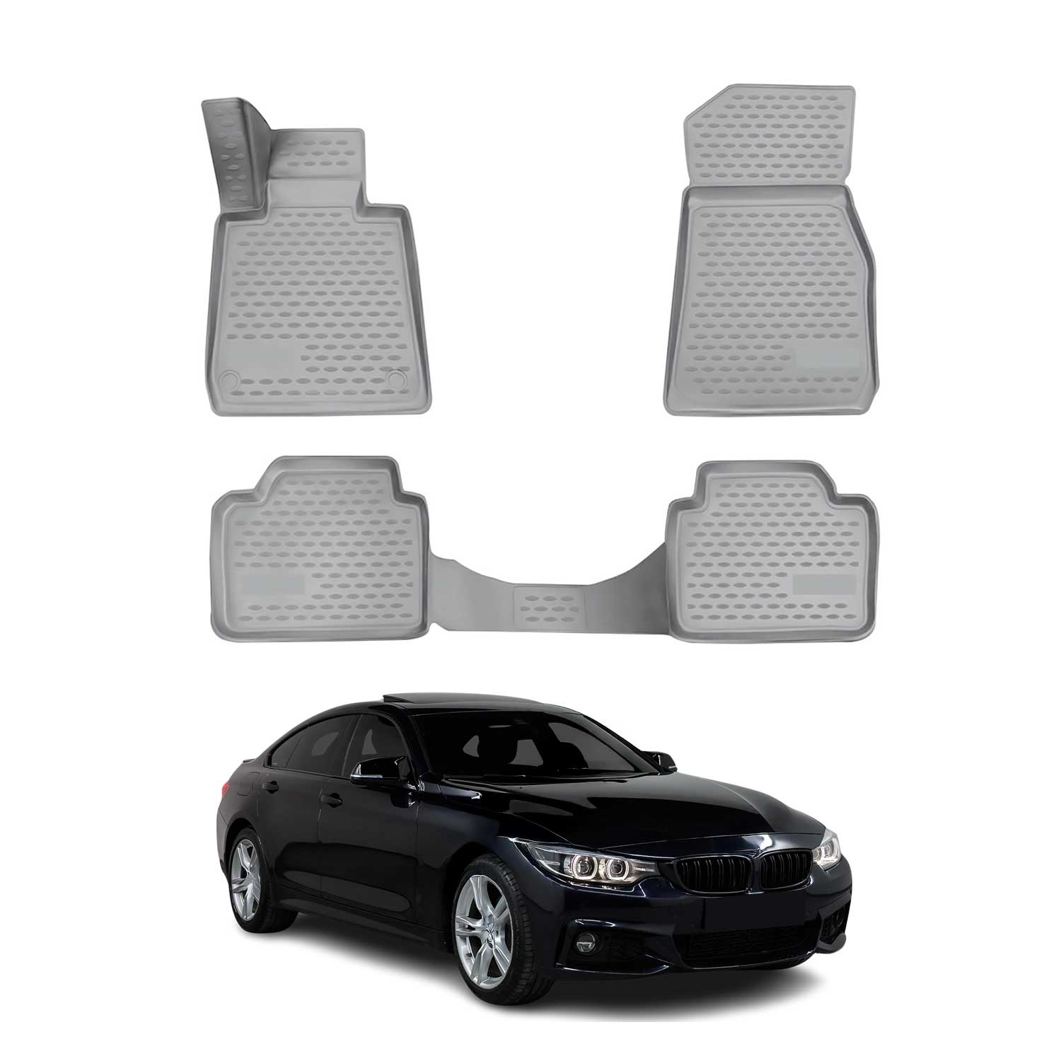 OMAC Gummimatten Fußmatten für BMW 4er Coupe Grand Coupe F32 F36 2013-2021 Grau