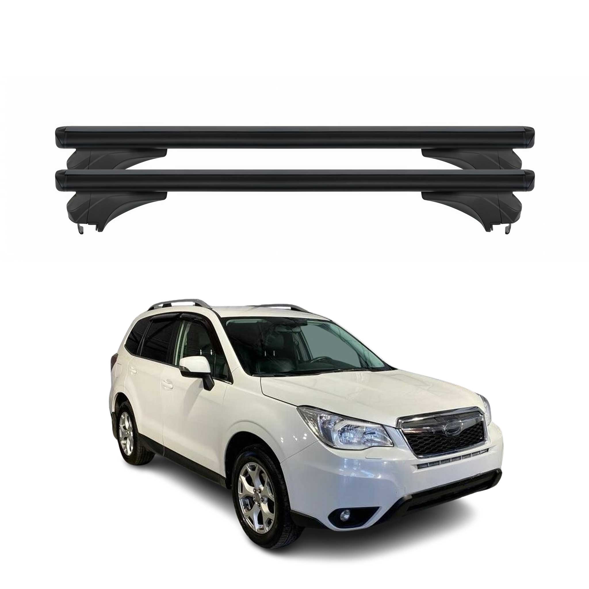 Menabo Dachträger Grundtäger für Subaru Forester IV 2013-2018 Alu Schwarz 2 tlg