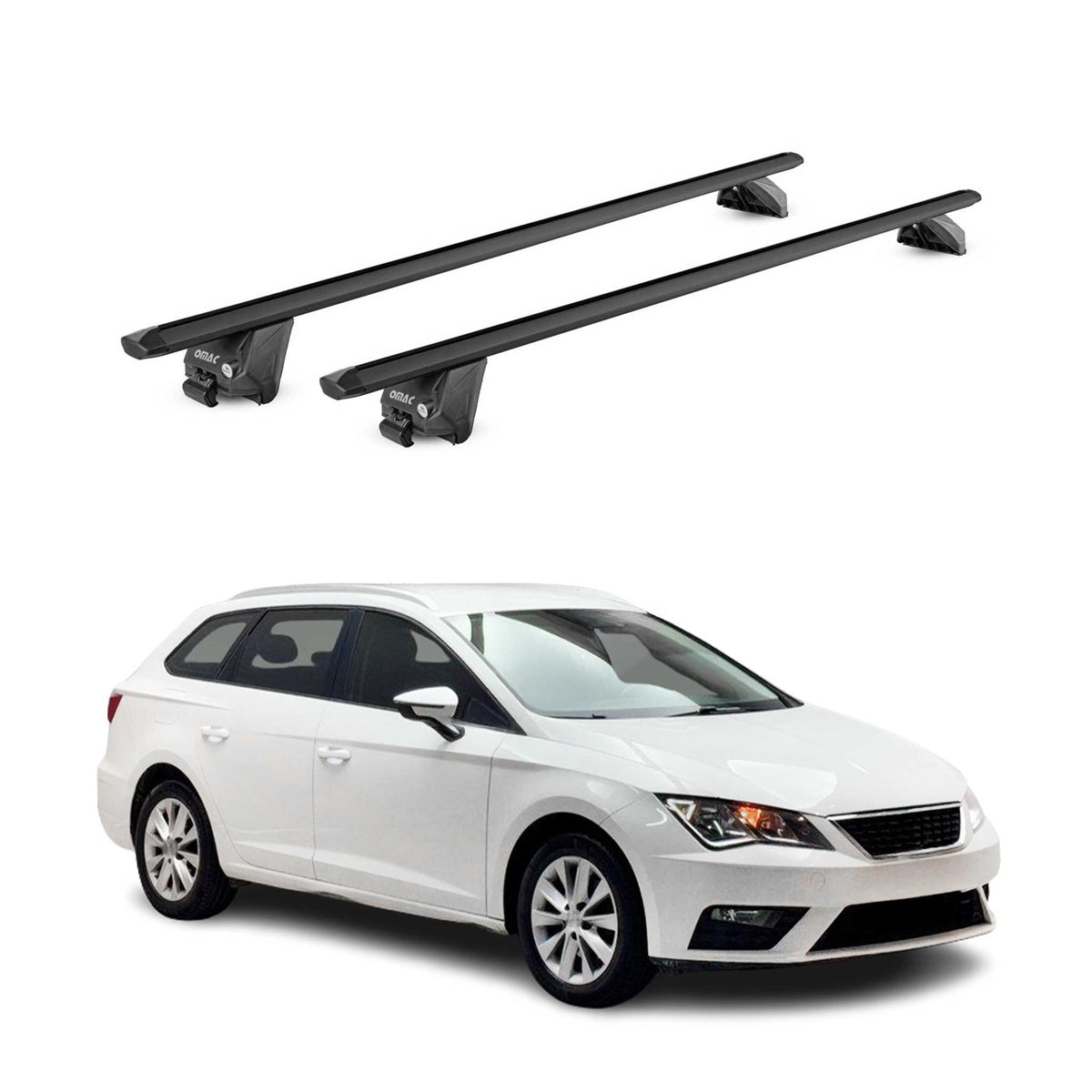 Dachträger Grundtäger für Seat Leon Kombi 2014-2026 100kg Alu Schwarz 2 tlg ABE