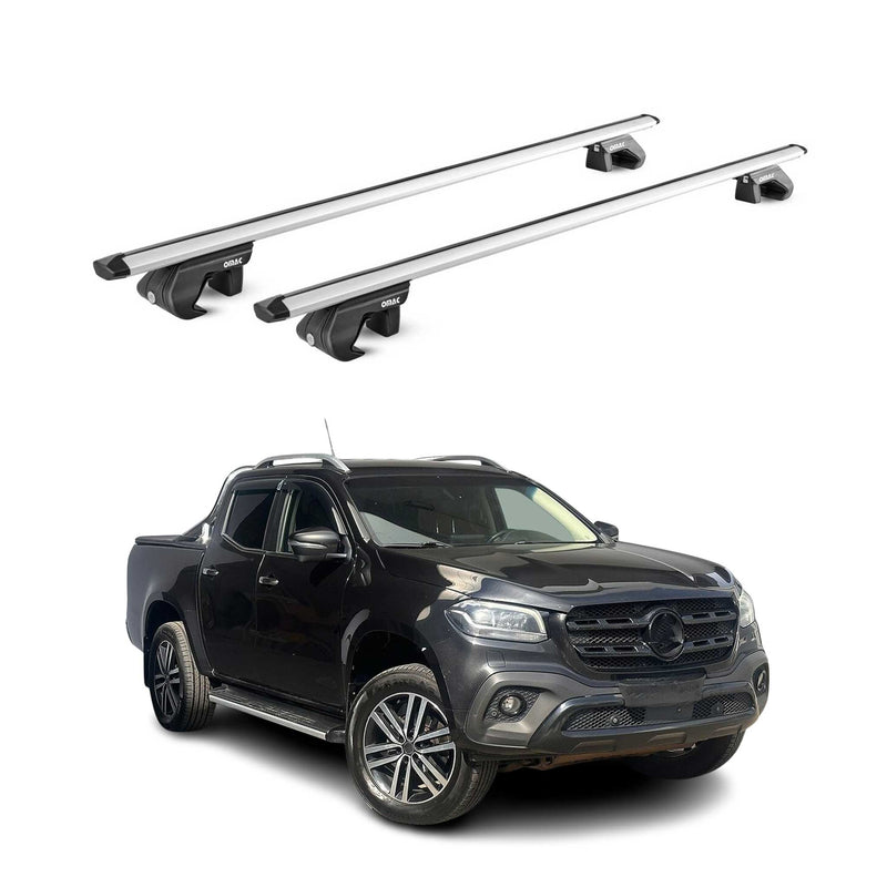 Dachträger Grundtäger für Mercedes X Klasse 470 2017-2020 90kg Alu Silber 2x ABE