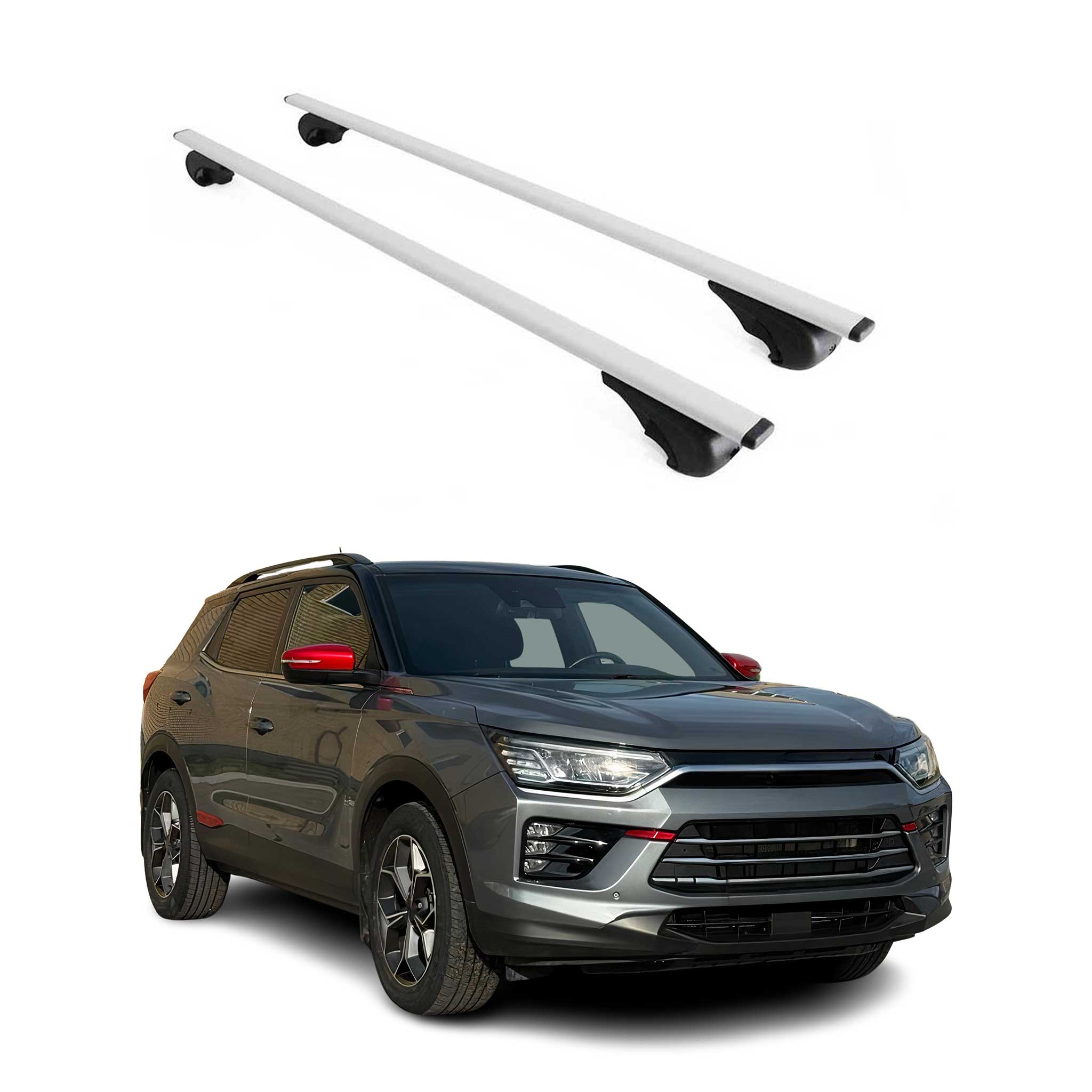 Dachträger Grundtäger für Ssangyong Korando 2019-2026 75kg Metall Silber 2 tlg