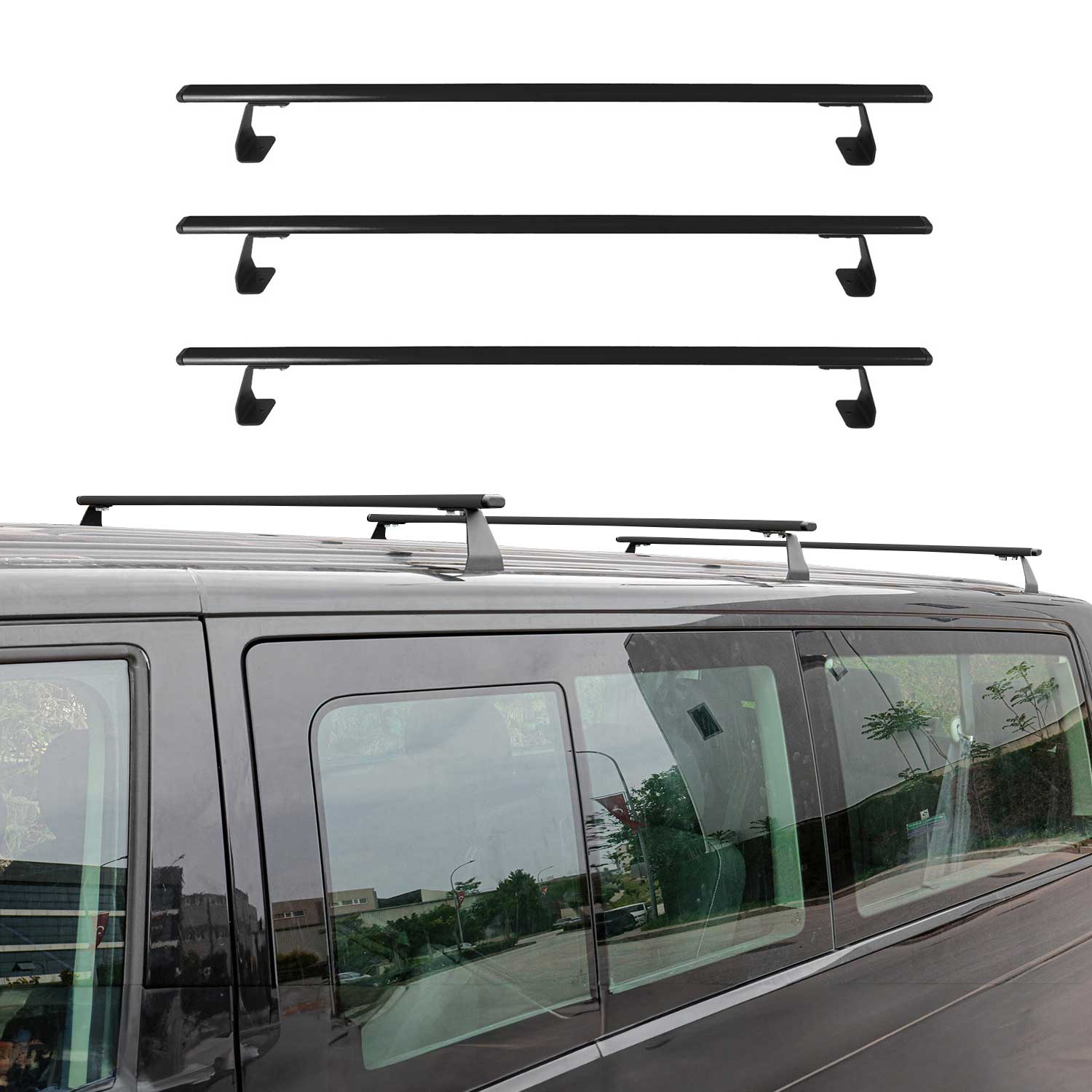 OMAC Dachträger Grundtäger für VW Caddy 2020-2026 75kg Stahl Schwarz 3 tlg