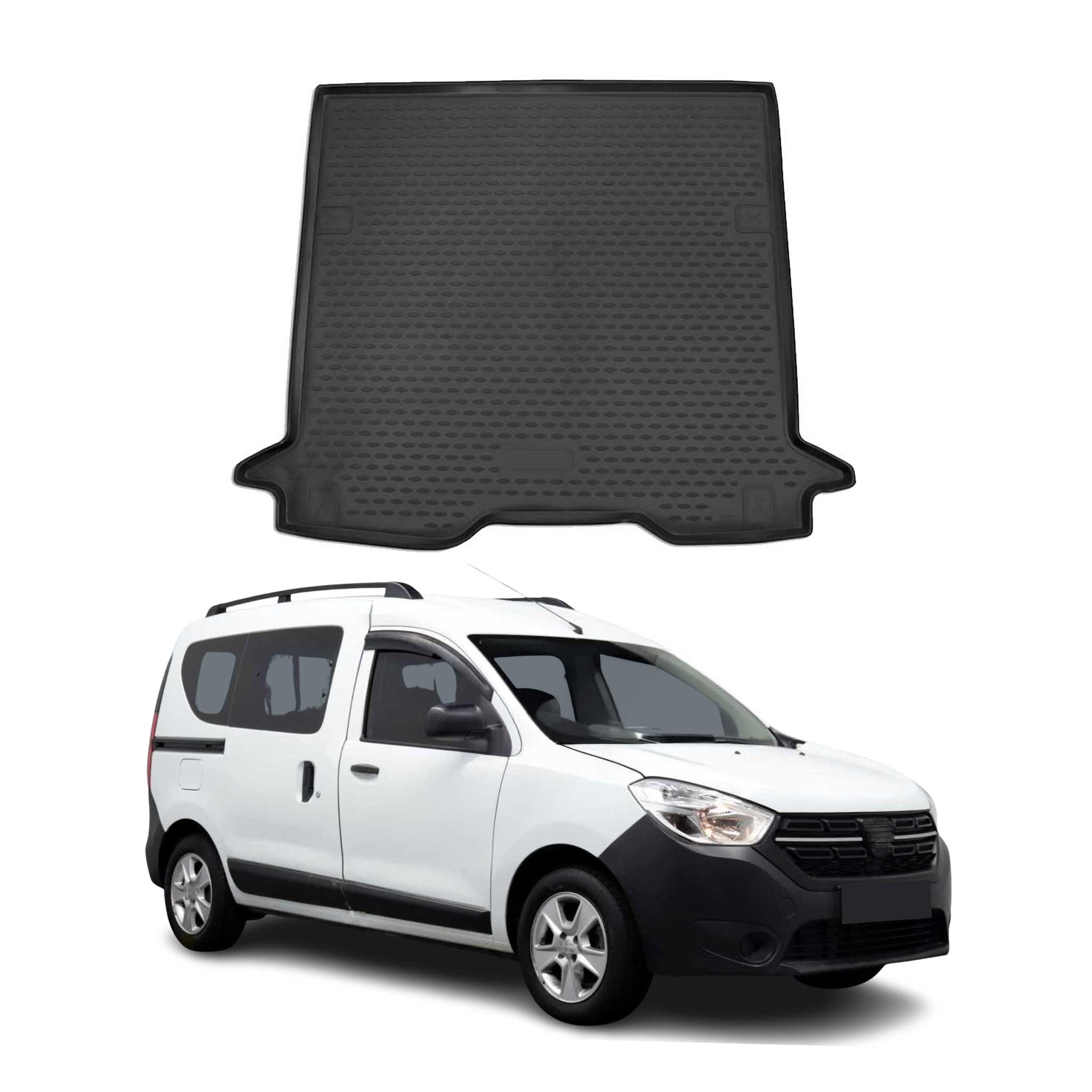 Kofferraummatte Kofferraumwanne für Dacia Dokker 2018-2021 Gummi TPE Schwarz