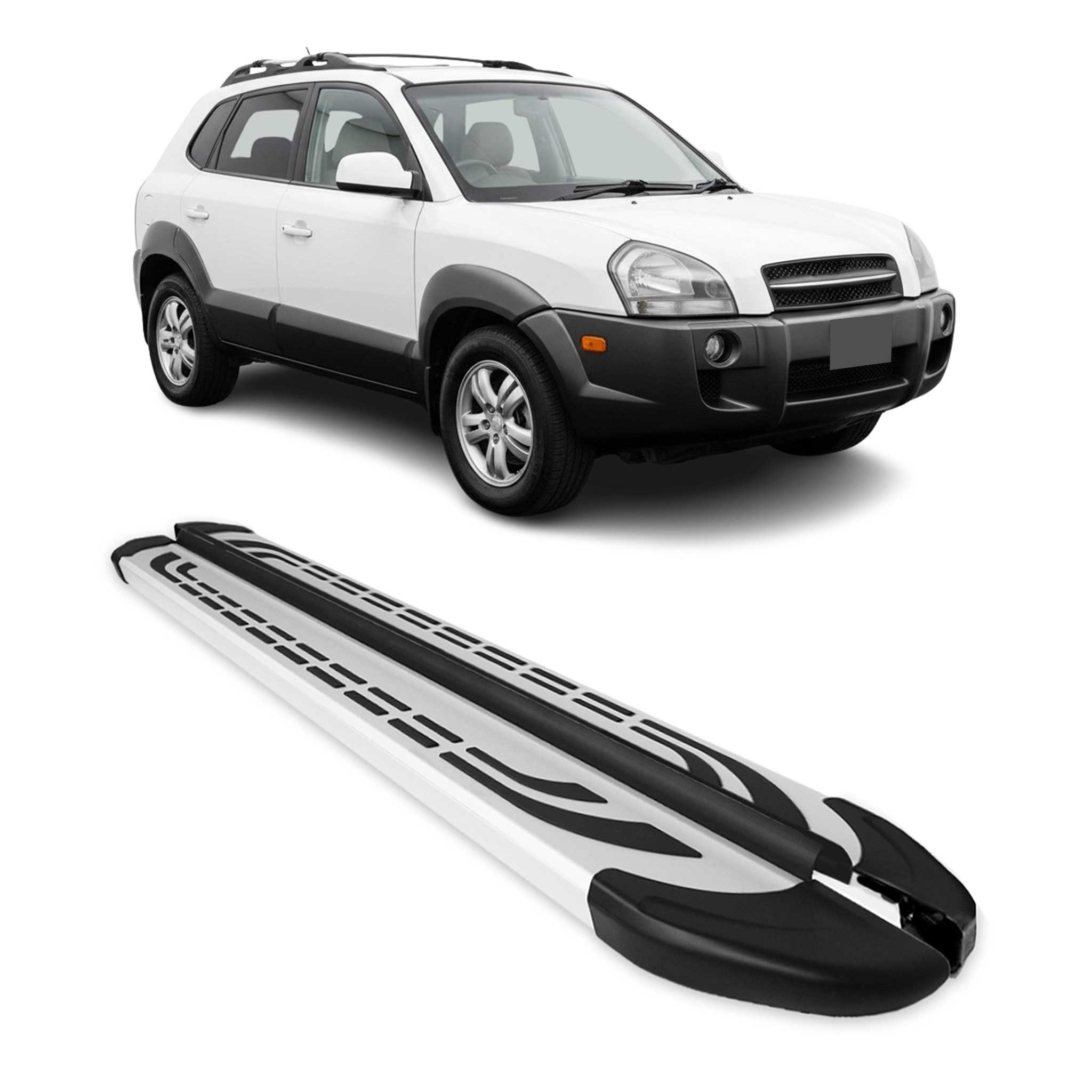 Trittbretter Seitenschweller Seitenbretter für Hyundai Tucson 2004-2010 Alu Grau