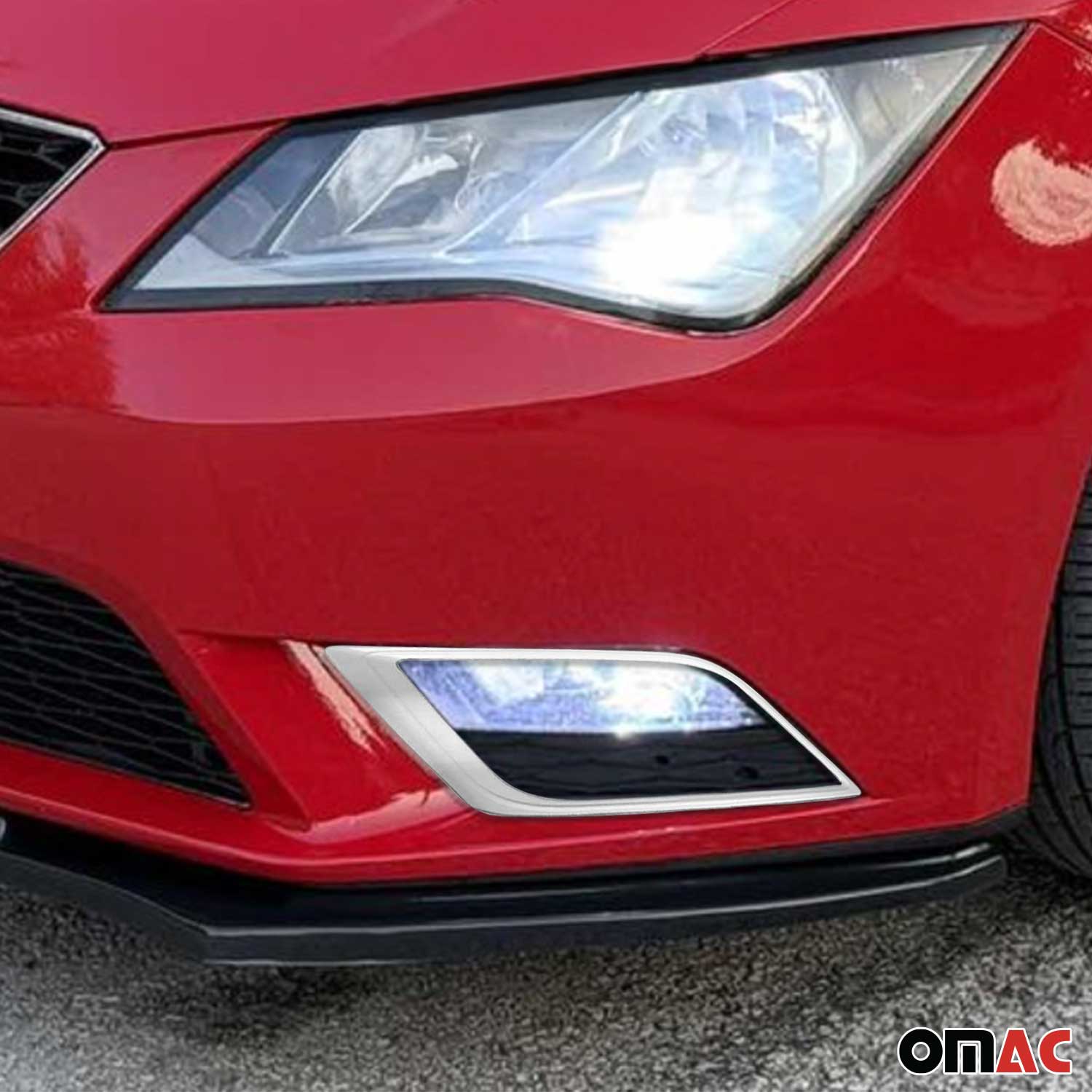 Nebelscheinwerfer Rahmen Umrandung für Seat Leon 2012-2020 Edelstahl Chrom 2tlg