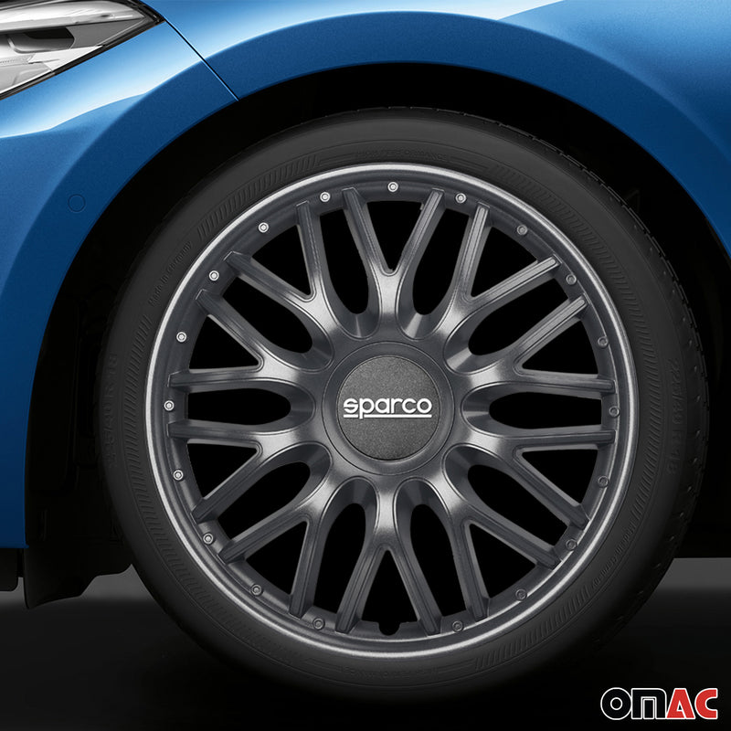 Radkappen Radzierblenden Sparco Roma 14" Zoll Auto Abdeckung Set Grau 4 Stück