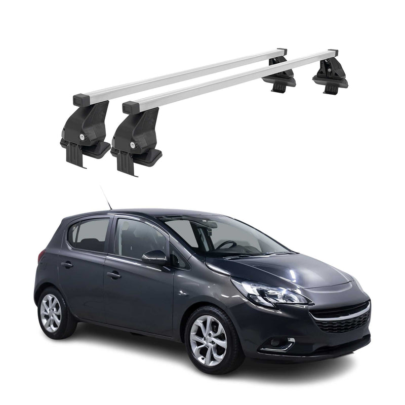 Menabo Dachträger Grundtäger für Opel Corsa E 2014-2019 50kg Stahl Silber 2 tlg