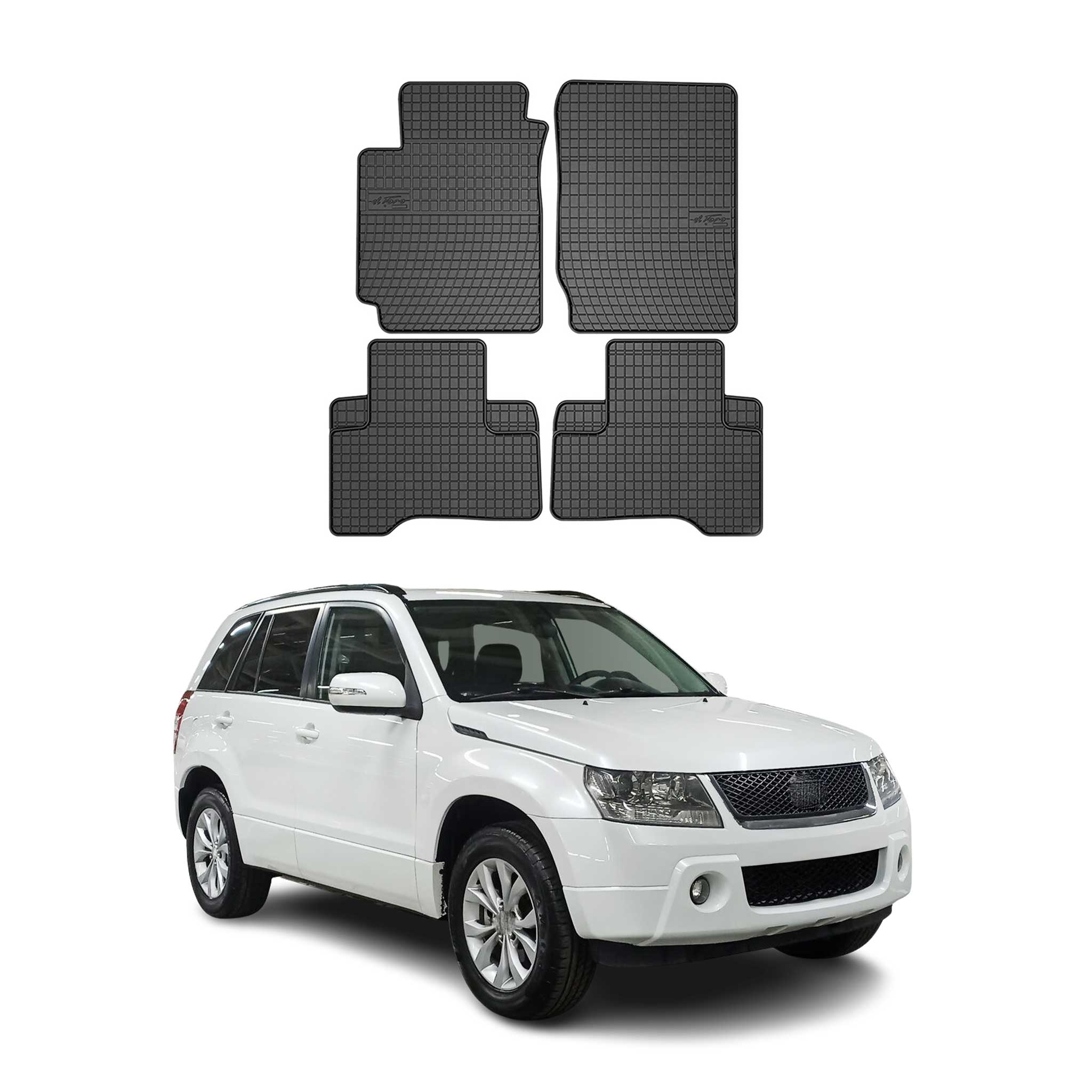 OMAC Gummi Fußmatten für Suzuki Grand Vitara 2005-2014 Automatten Schwarz 4x