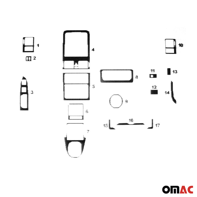 Innenraum Dekor Cockpit für VW Touran 2010-2015 Aluminium Optik 17tlg