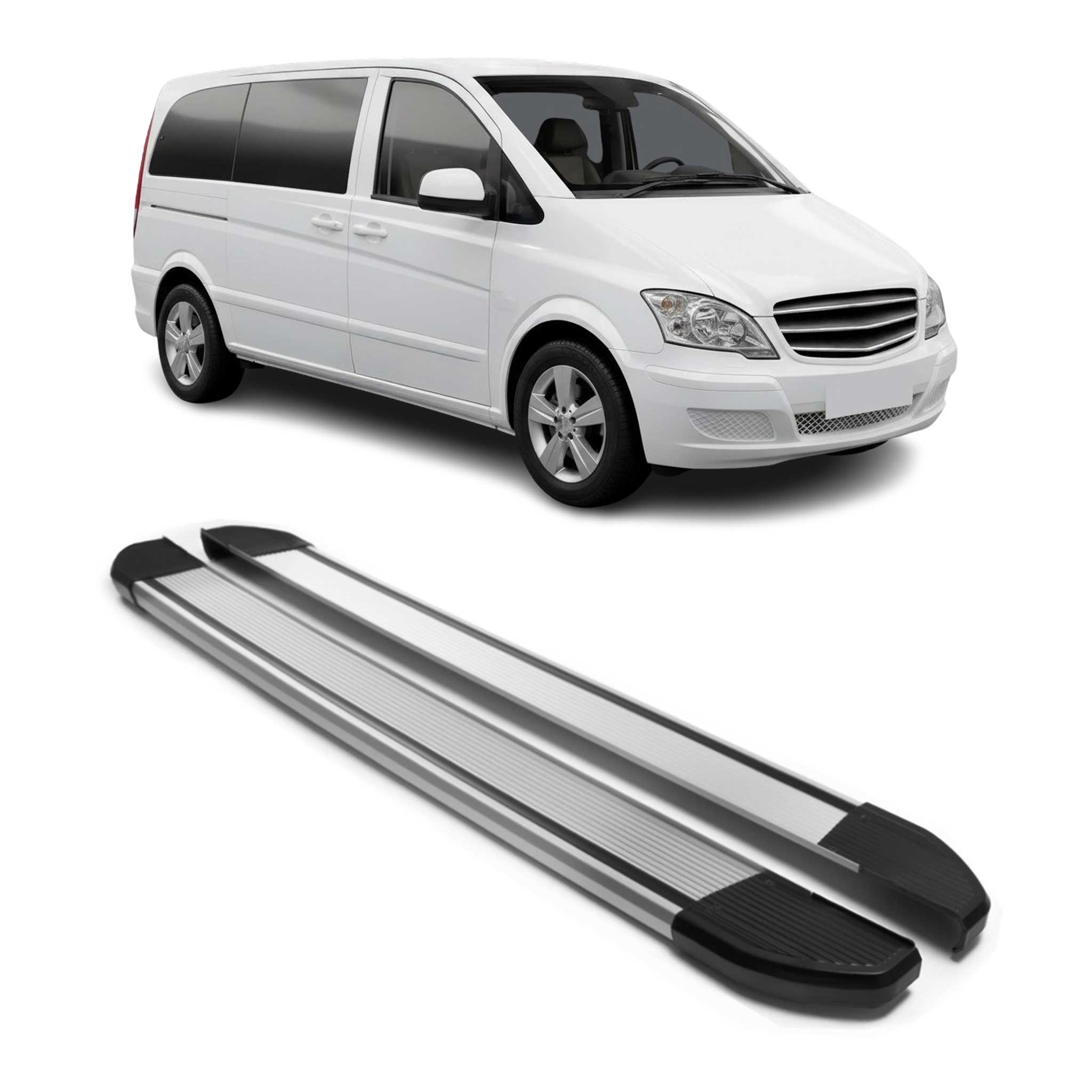Alu Schweller Trittbretter für Mercedes Vito Viano W639 2003-2014 L1 Kurzer Grau