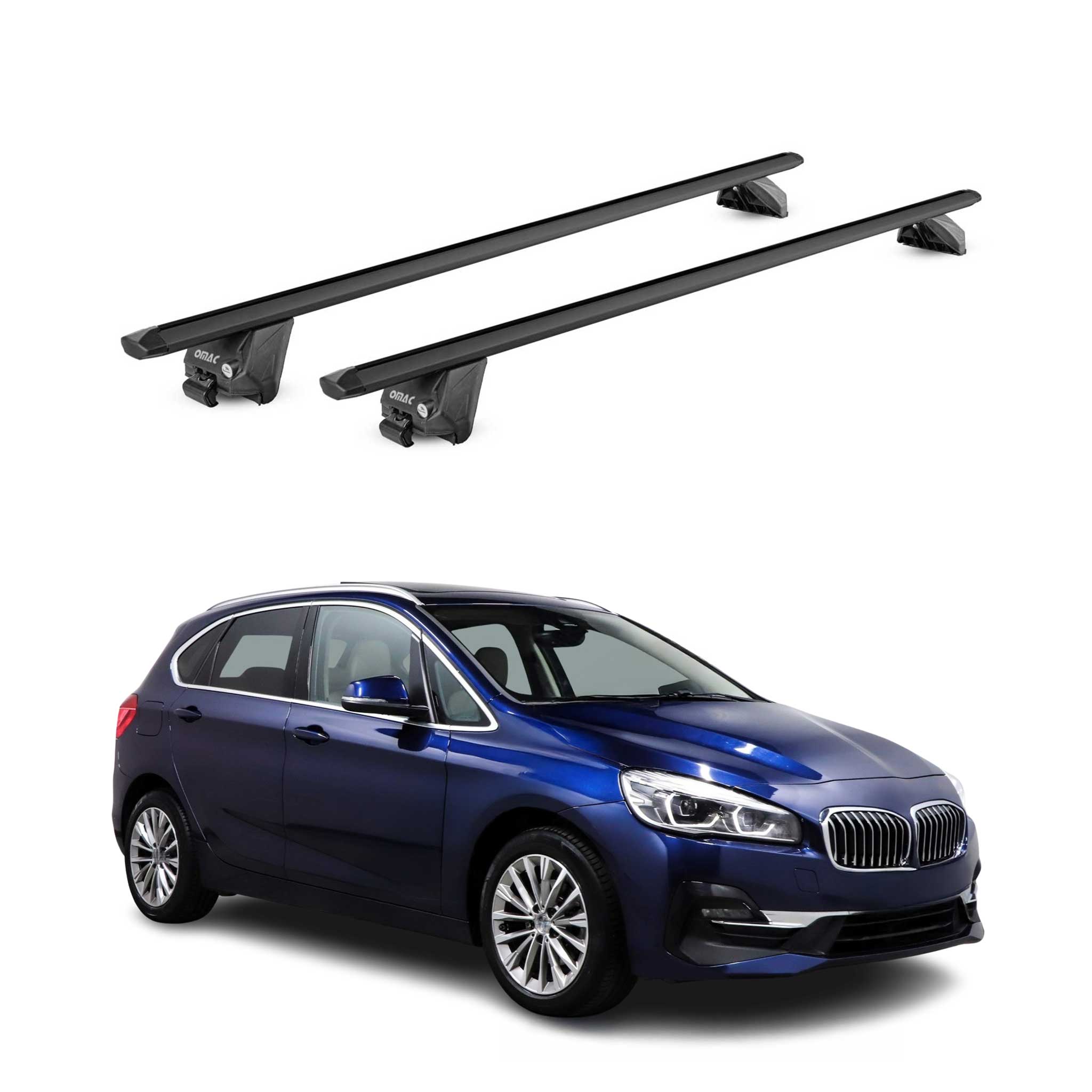 Dachträger für BMW 2er Active Tourer F45 2014-2021 100kg Alu Schwarz 2x ABE
