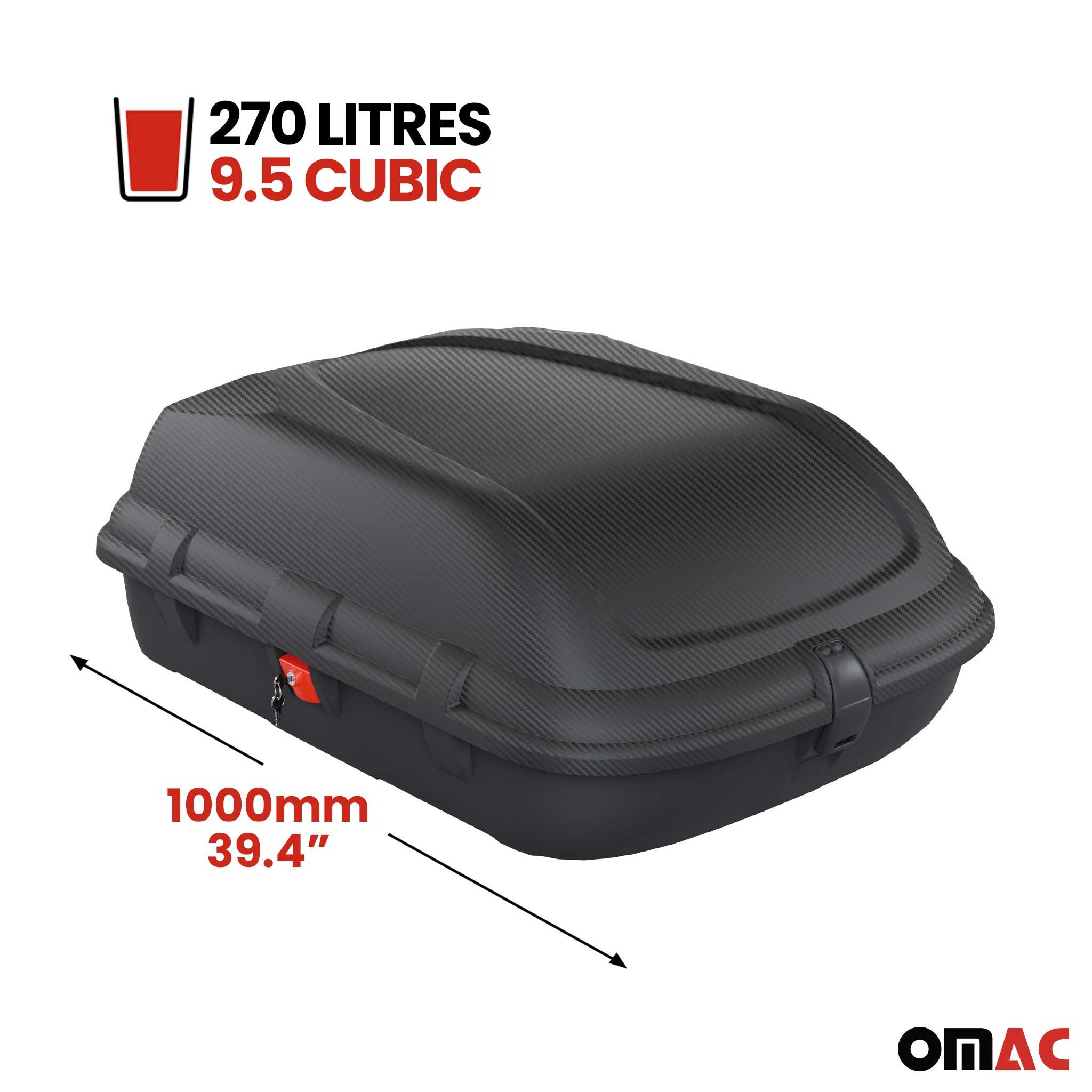 Dachbox Dachkoffer Gepäckbox 270 Liter Carbonlook Abschließbar Autobox