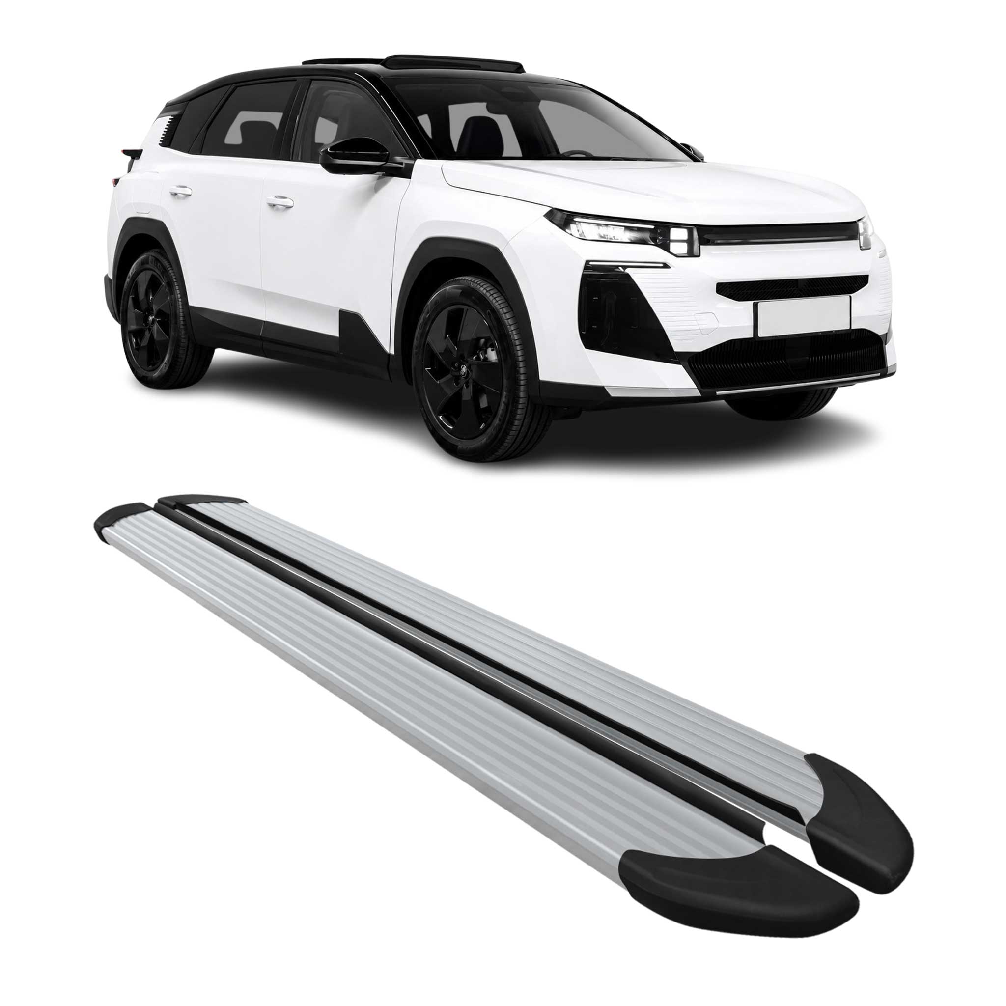 Trittbretter Schweller für Citroen C5 Aircross Hybrid 2025-2026 Alu Grau