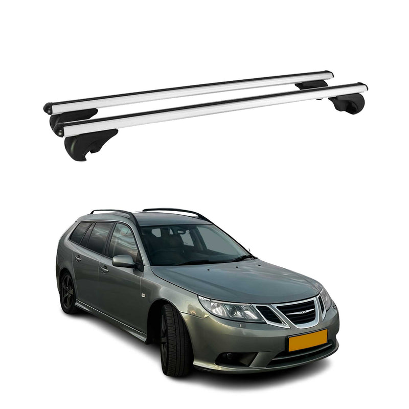 Dachträger Grundtäger für Saab 9-3 Sport Kombi 2003-2012 75kg Alu Silber 2 tlg