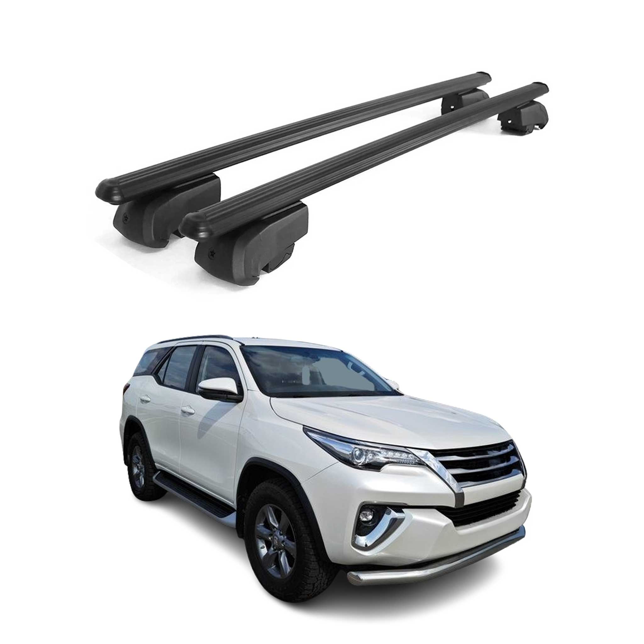 Dachträger Grundtäger für Toyota Fortuner 2015-2026 75kg Aluminium Schwarz 2 tlg