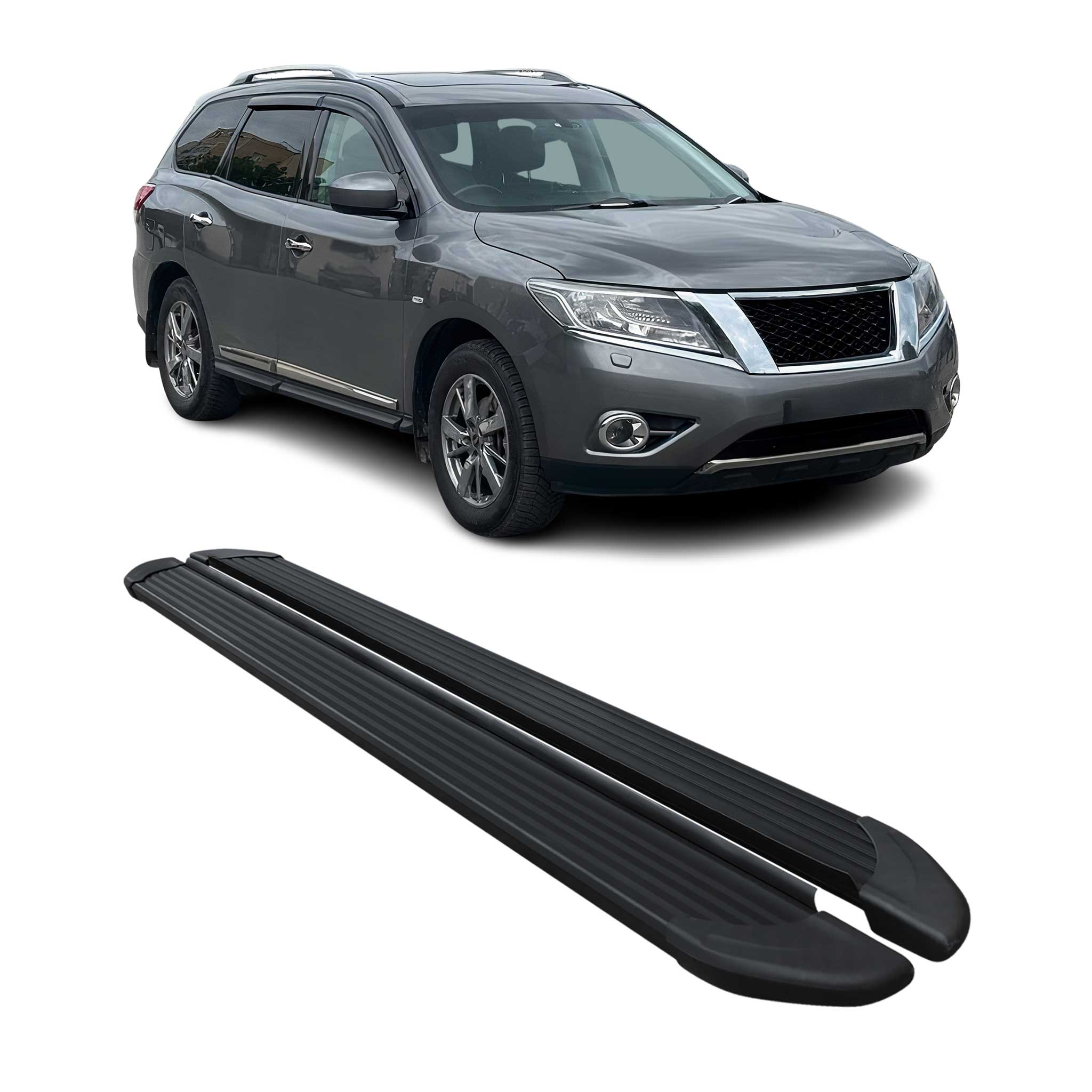 Seitenschweller Trittbretter Schweller für Nissan Pathfinder 2013-21 Alu Schwarz