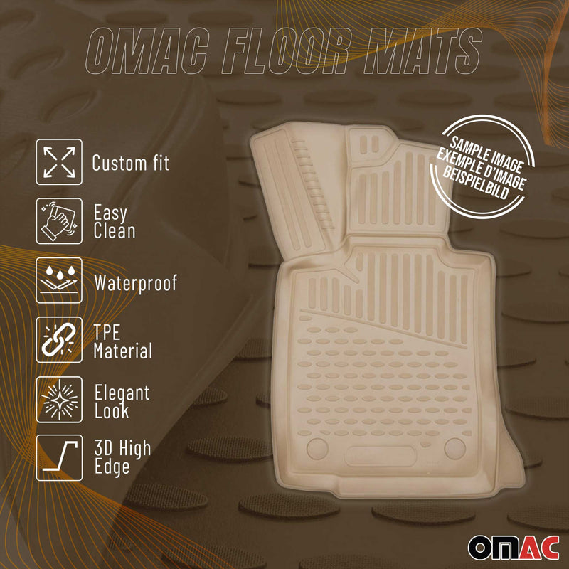 OMAC Gummimatten Fußmatten für Mercedes W212 2009-2016 TPE Automatten Beige 4x