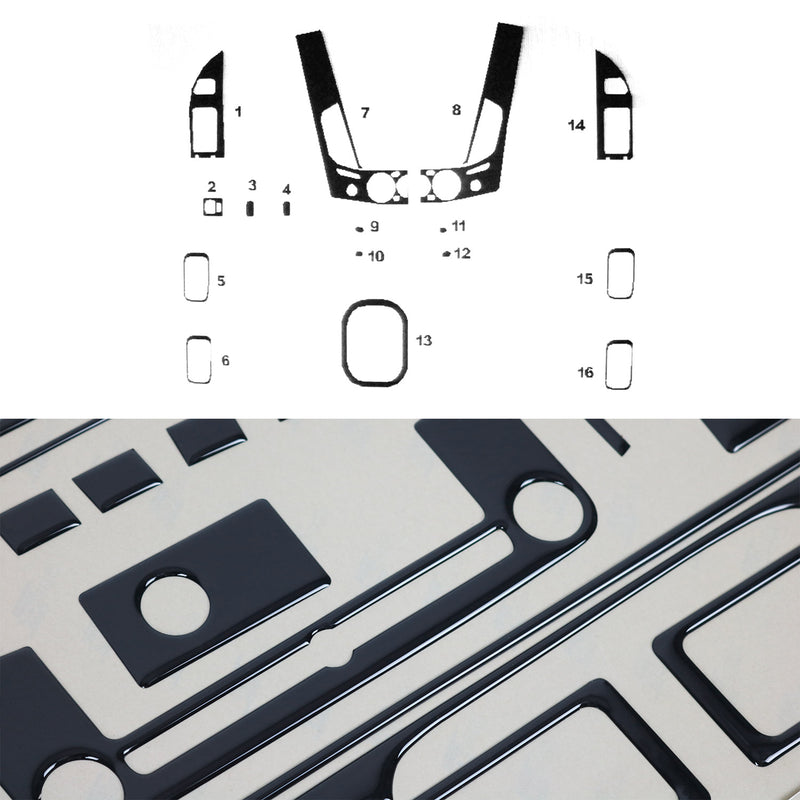 Innenraum Dekor Cockpit für Mitsubishi L200 2007-2014 Piano Schwarz Optik 16tlg