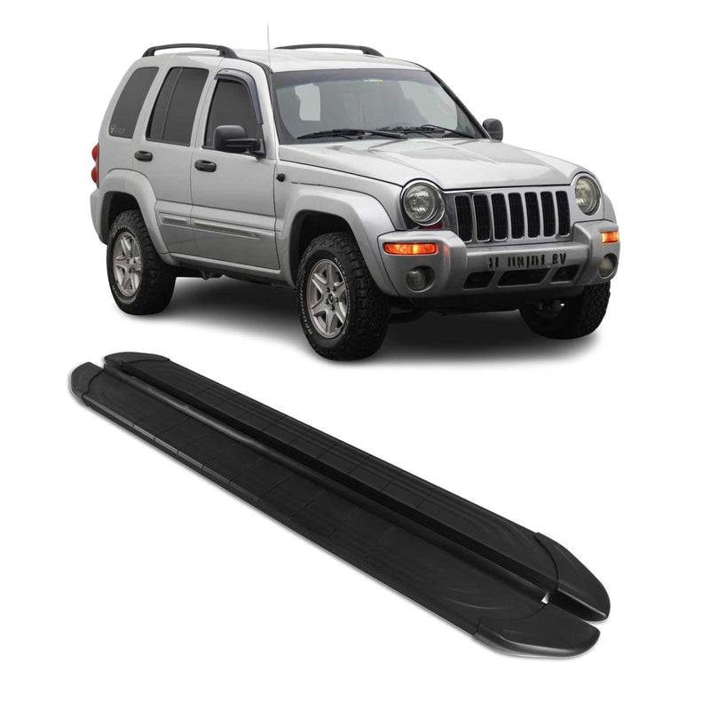 Trittbretter Seitenschweller für Jeep Cherokee 2002-2007 Aluminium Schwarz 2tlg