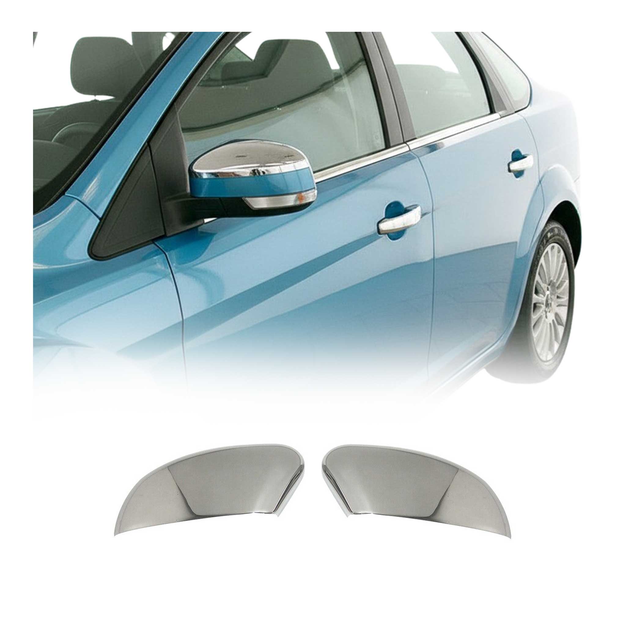 Spiegelabdeckung für Ford Focus III Kasten 2010-2018 2tlg Edelstahl Chrom