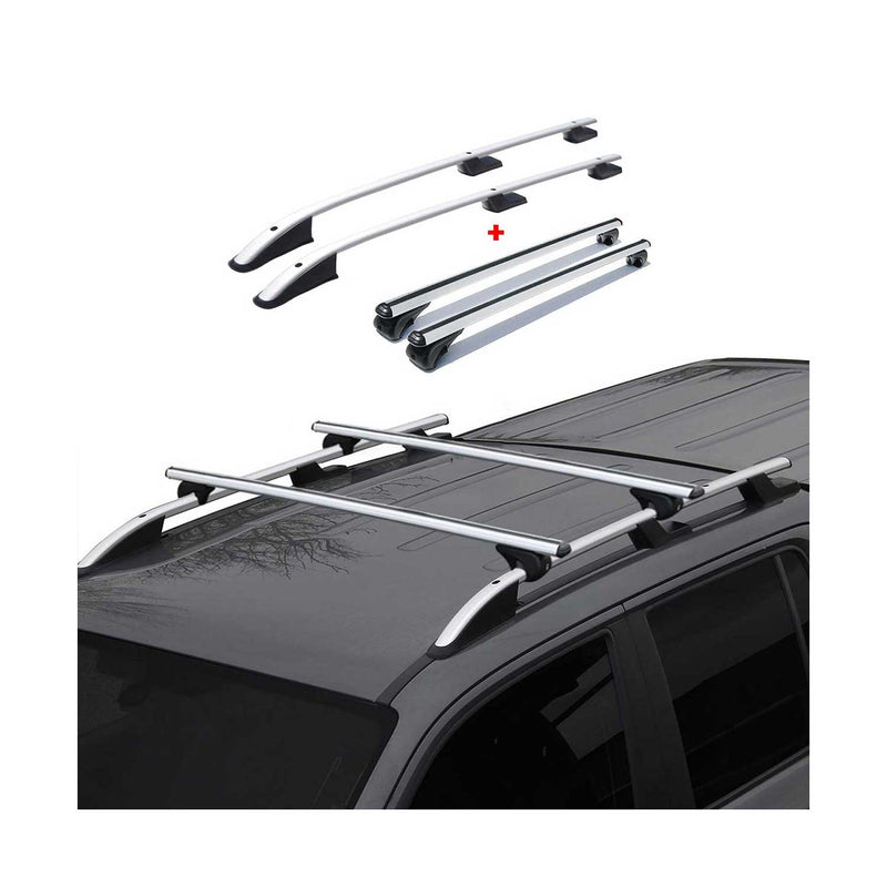 Dachreling + Dachträger für Fiat Fiorino Qubo Nemo Bipper Aluminium Silber 4x