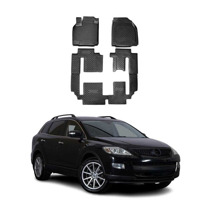 OMAC Gummimatten Fußmatten für Mazda CX-9 2006-2017 TPE Automatten Schwarz 6x
