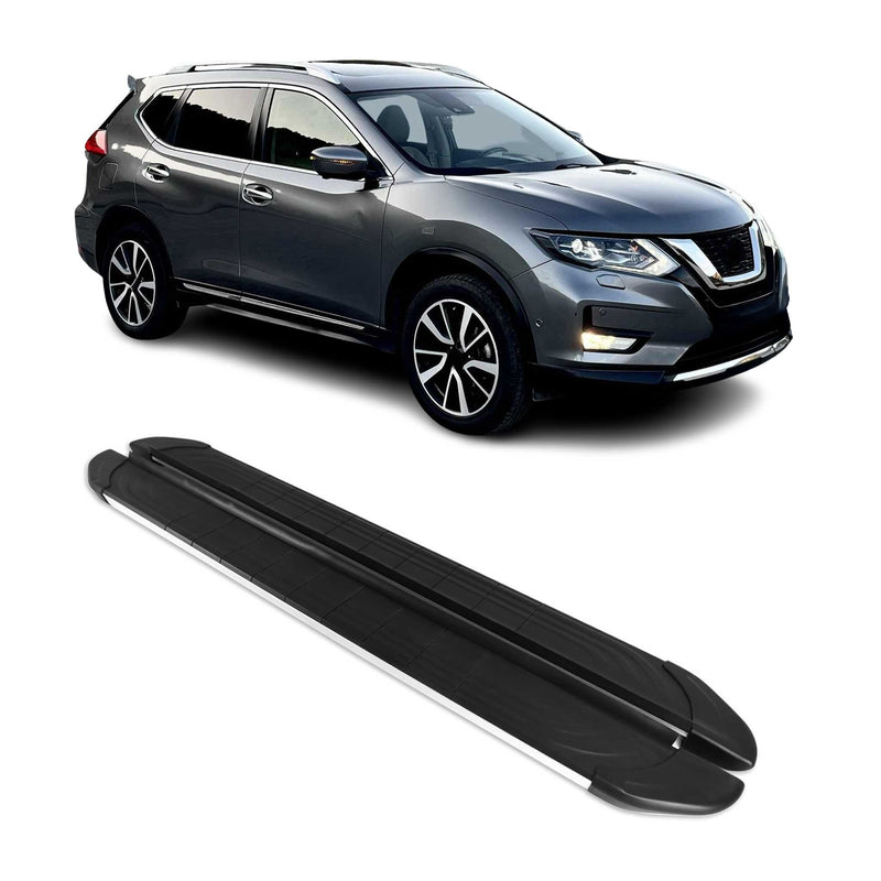 Trittbretter Seitenschweller für Nissan X-Trail 2014-2021 Aluminium Schwarz Grau