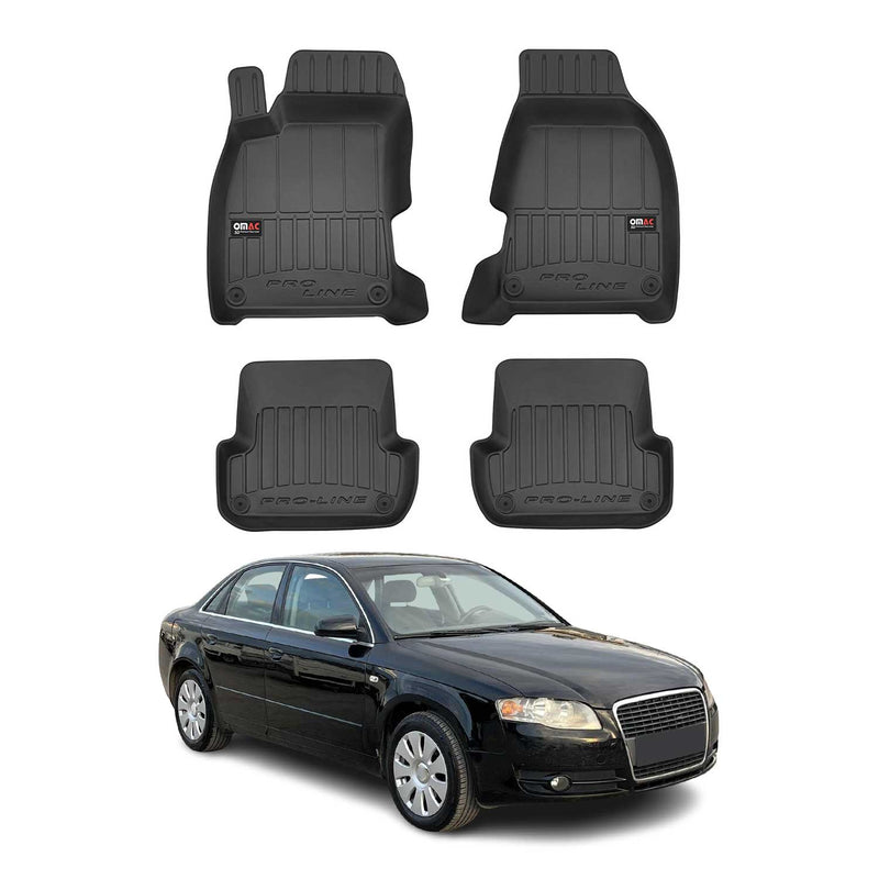 OMAC Premium Gummi Fußmatten für Audi A4 B7 Limo Avant 2004-2008 Schwarz 4x