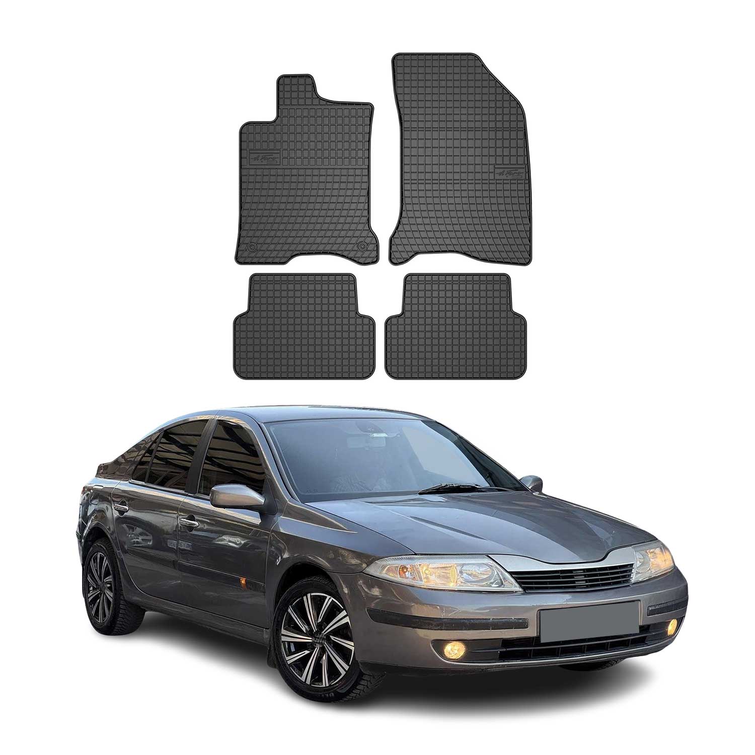 OMAC Gummi Fußmatten für Renault Laguna 2001-2008 Automatten Gummi Schwarz 4tlg