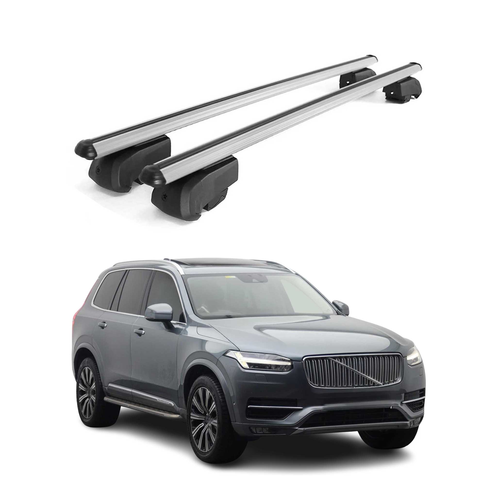Dachträger Gepäckträger für Volvo XC90 2017-2023 Querträger ABE Alu Grau 2x