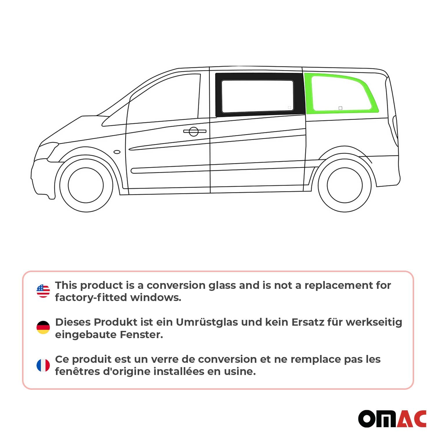 Seitenfenster Sicherheitsglas für Mercedes Vito W639 2003-2014 Vorne Links L1