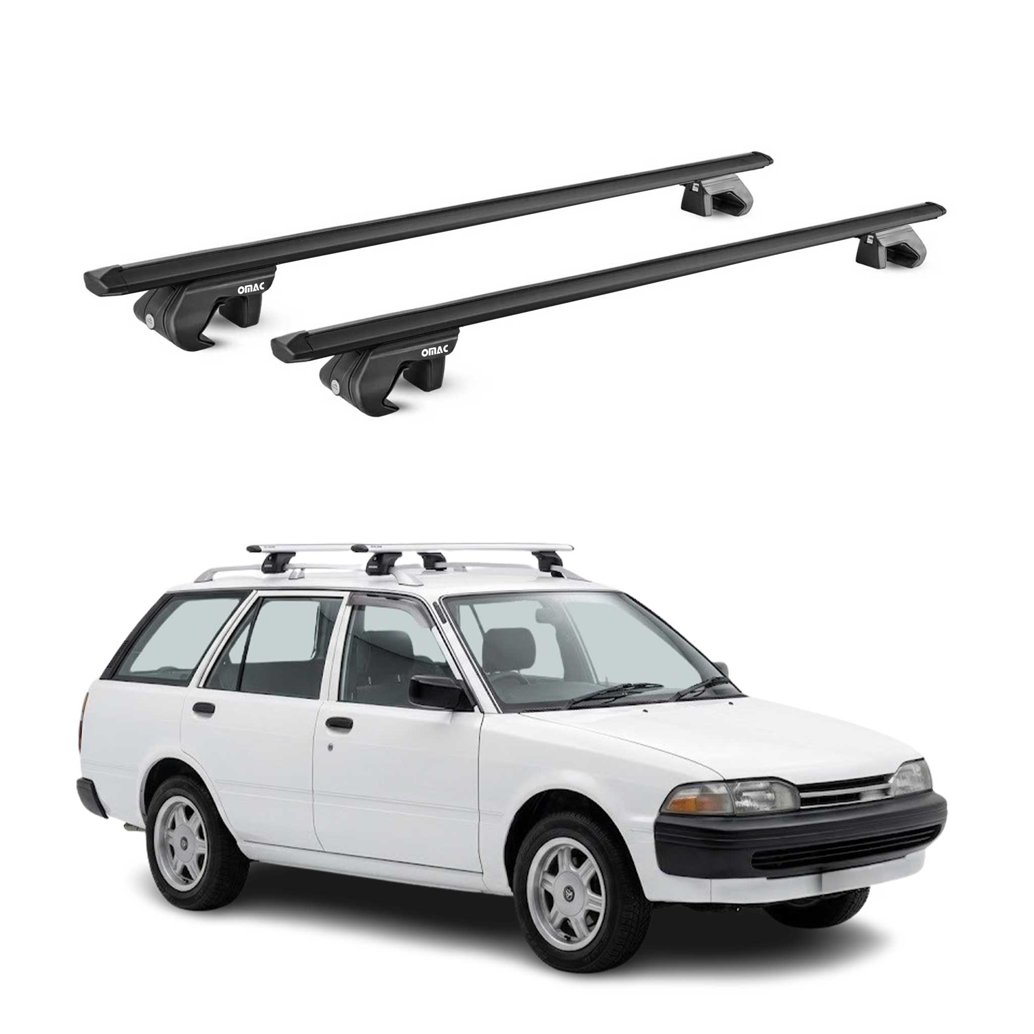 Dachträger Grundtäger für Toyota Carina Kombi 1988-1996 90kg Alu Schwarz ABE