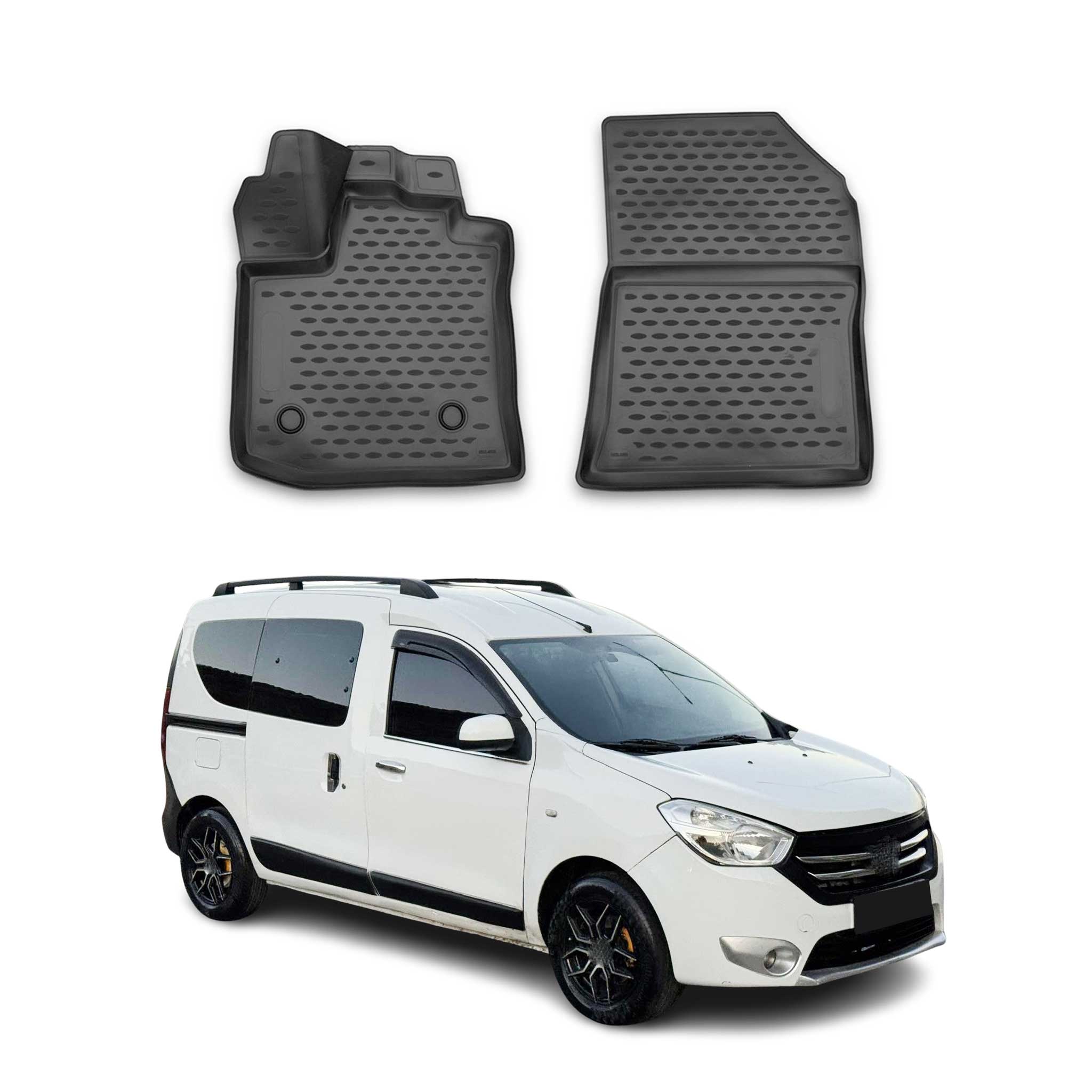 OMAC Gummimatten Fußmatten für Dacia Dokker 2012-2021 TPE Automatten Schwarz 2x