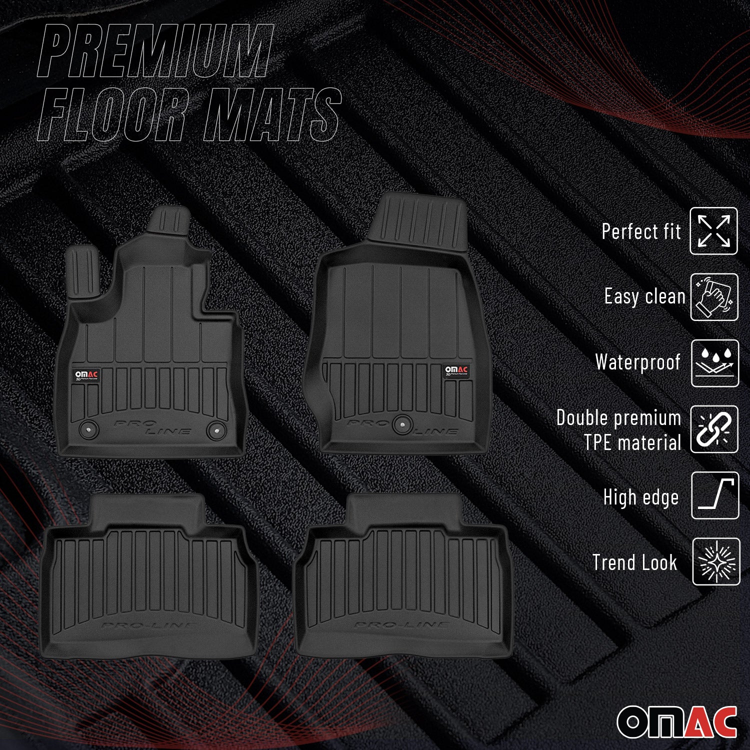OMAC Gummi Fußmatten für Ford Explorer U6 2020-2026 Premium Gummi Schwarz 4tlg