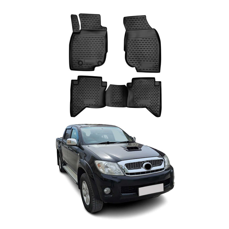 OMAC Gummimatten Fußmatten für Toyota Hilux 2011-2015 TPE Automatten Schwarz 4x
