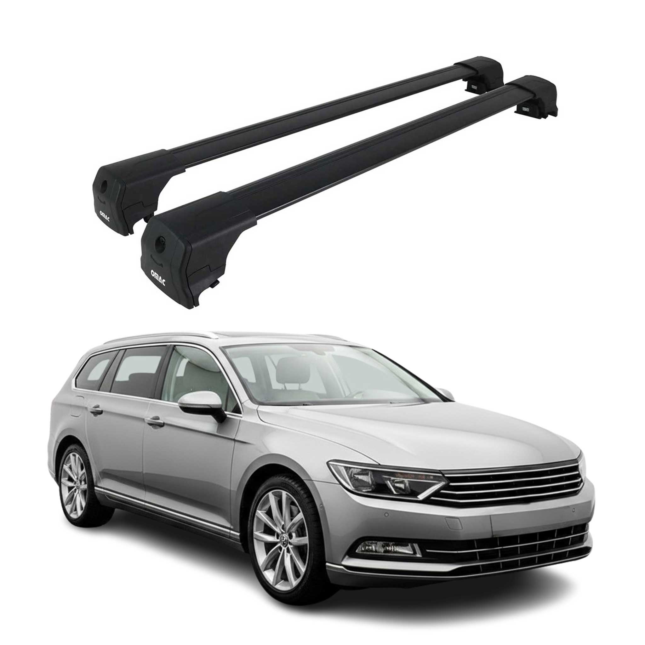 Dachträger Grundtäger für VW Passat B8 Variant 2014-2023 75kg Alu Schwarz 2x